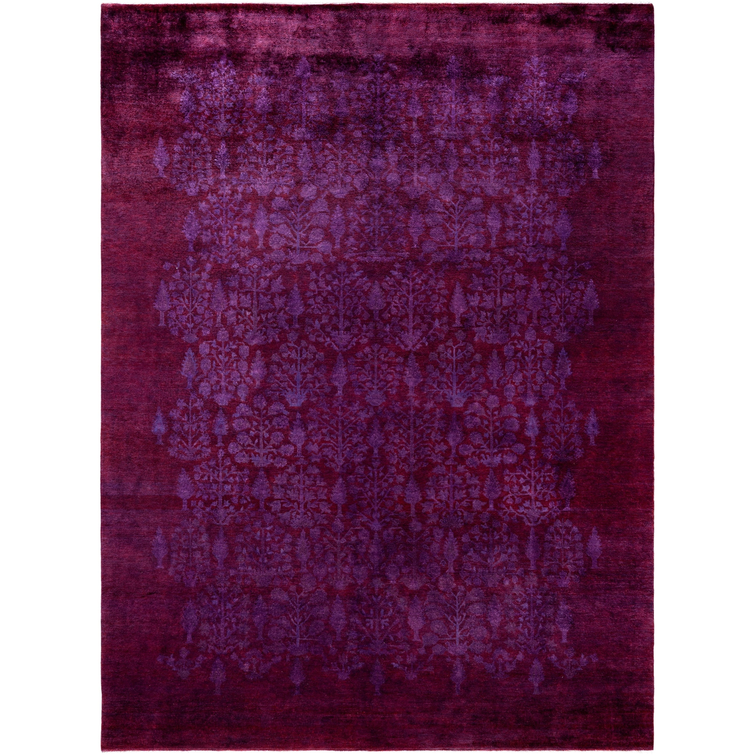 Overdyed Hand Knotted Wool Modern Contemporary Purple Area Rug 7 10 X 10 7
