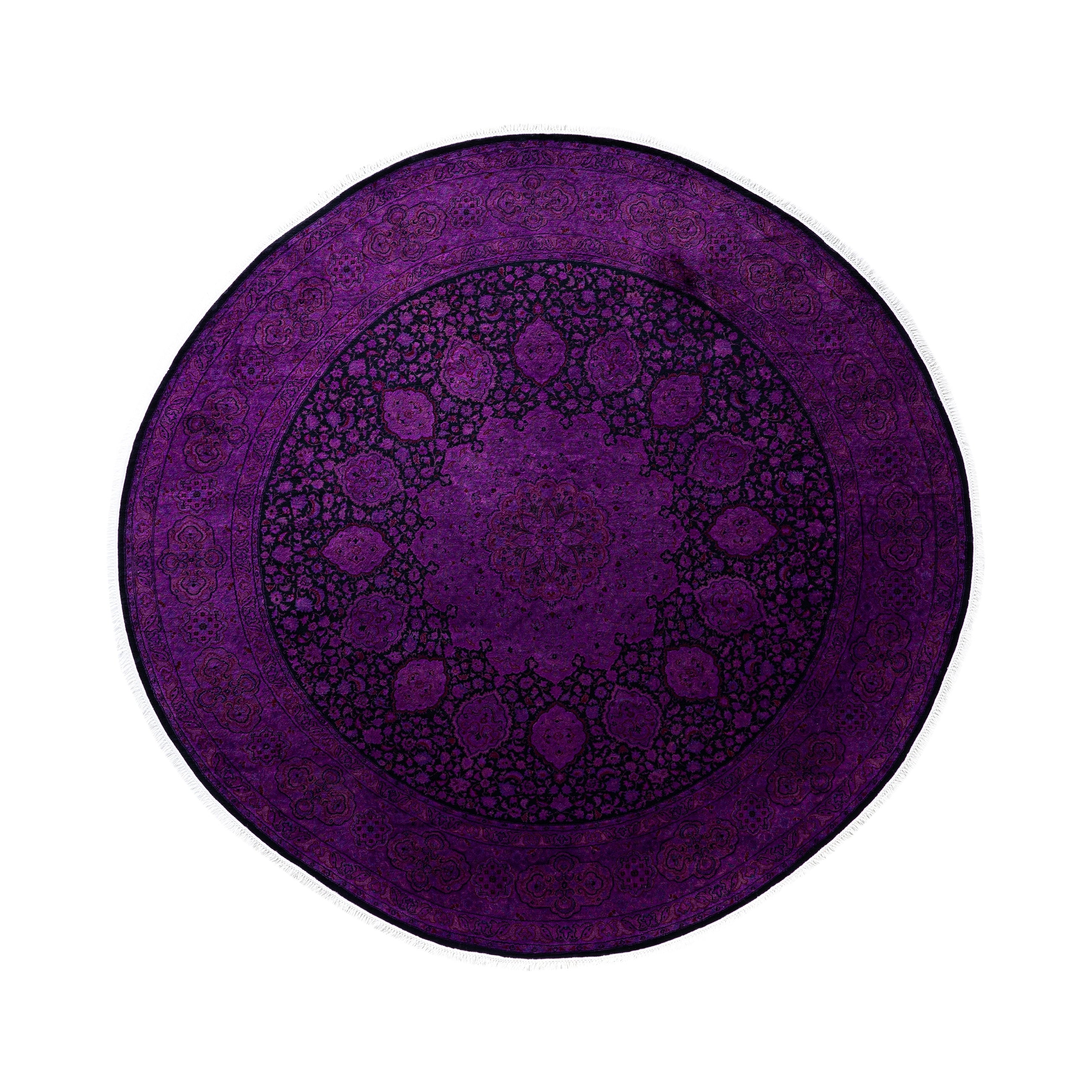 Overdyed Hand Knotted Wool Modern Contemporary Purple Area Rug 7 10 X 8 1