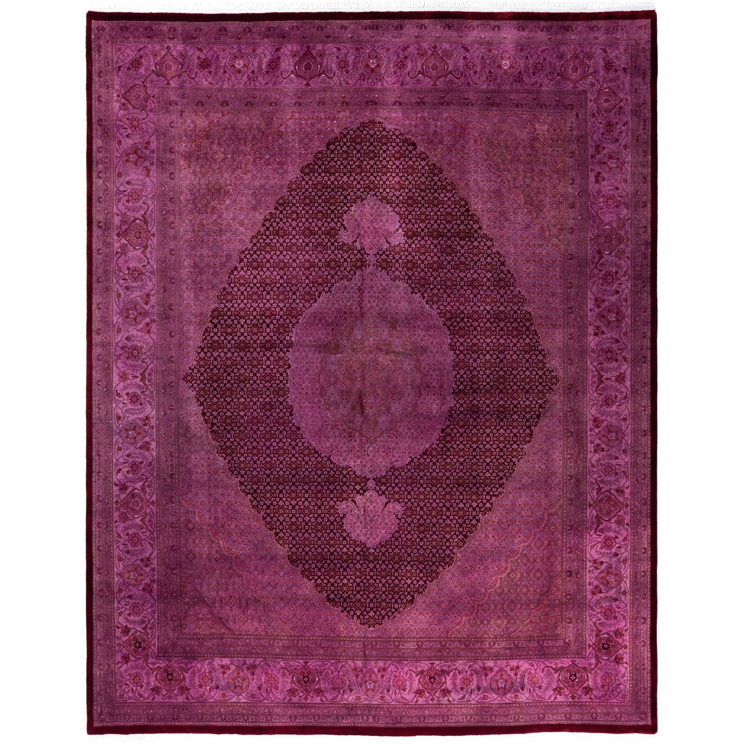 Overdyed Hand Knotted Wool Modern Contemporary Purple Area Rug 8 0 X 10 1