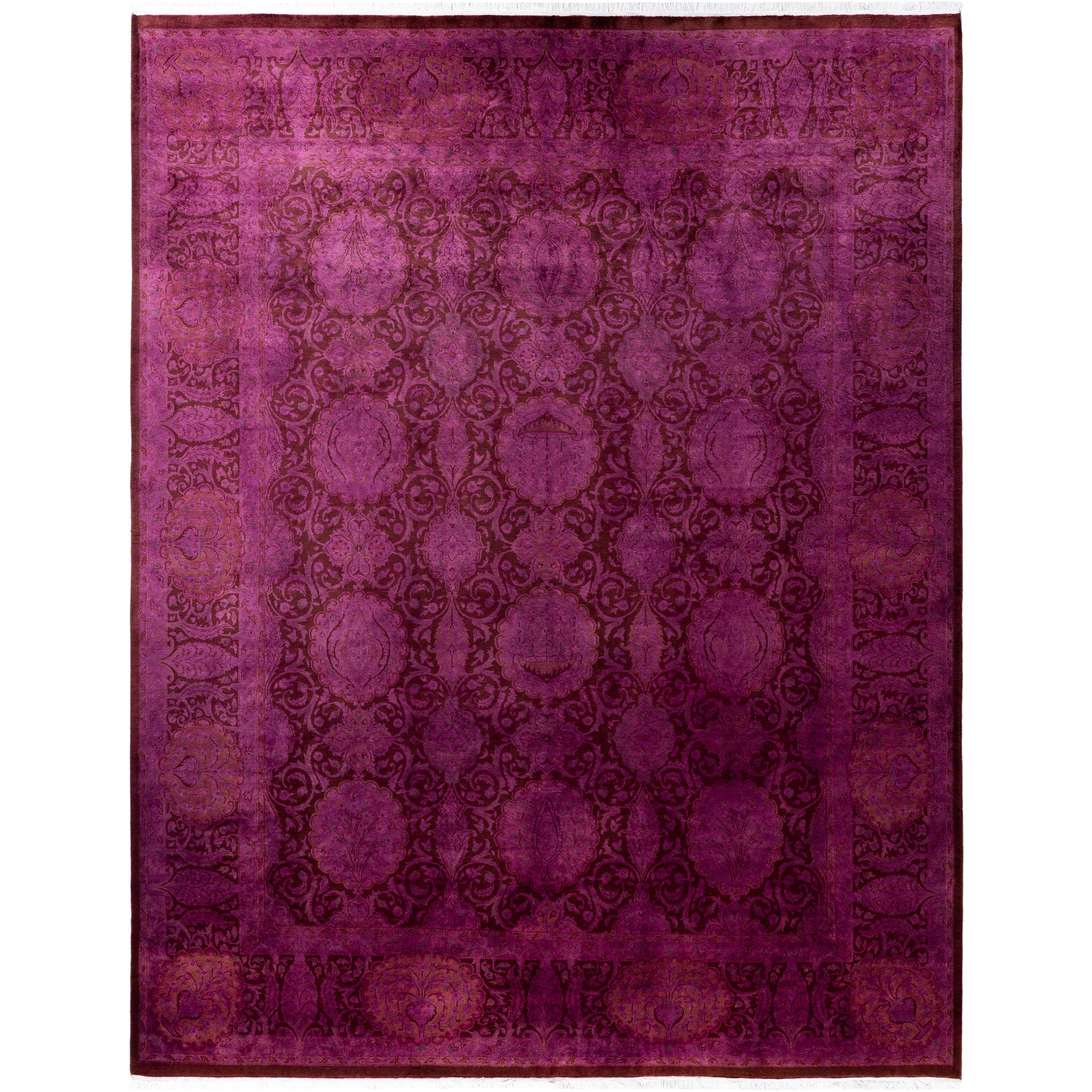 Overdyed Hand Knotted Wool Modern Contemporary Purple Area Rug 8 0 X 10 2