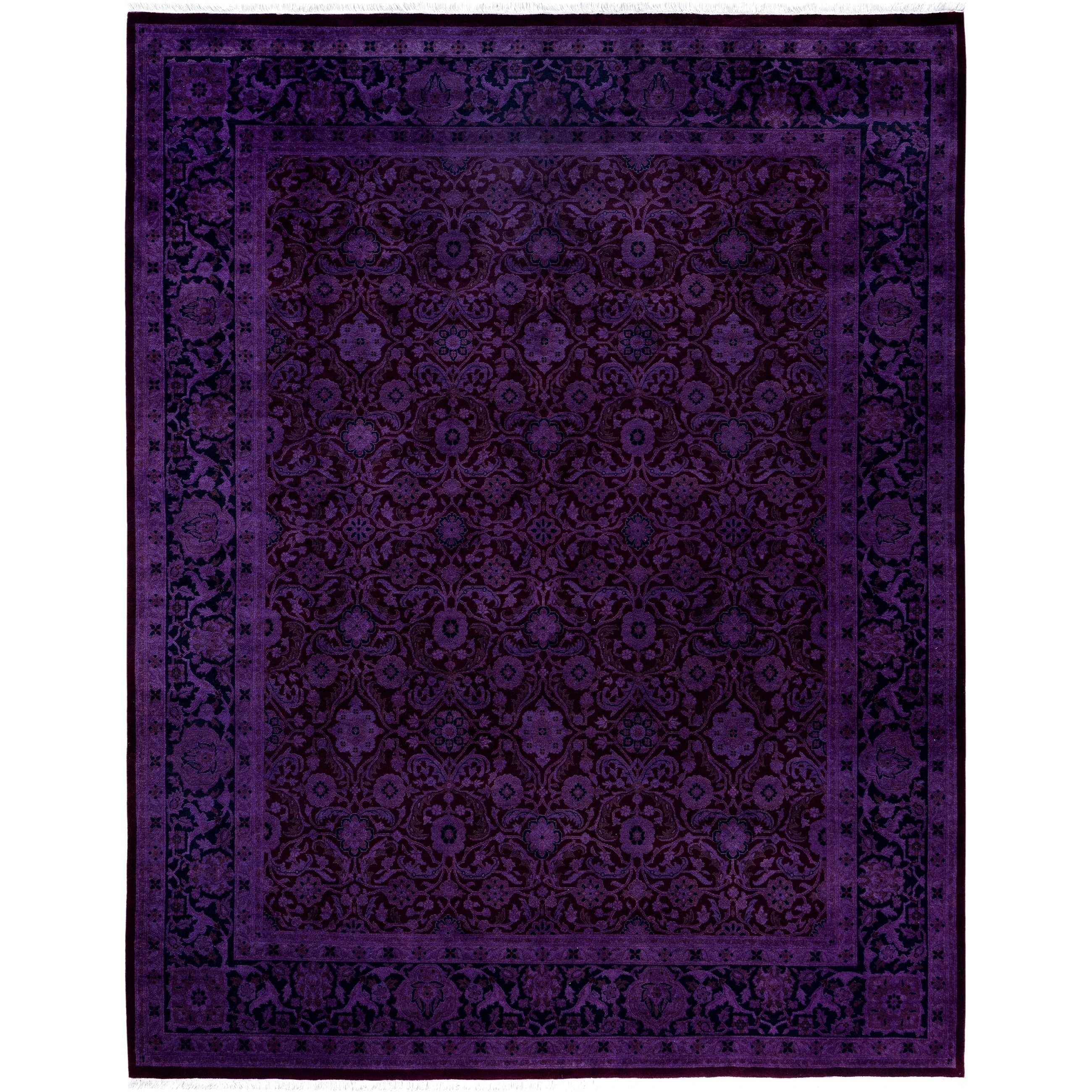 Overdyed Hand Knotted Wool Modern Contemporary Purple Area Rug 8 1 X 10 2