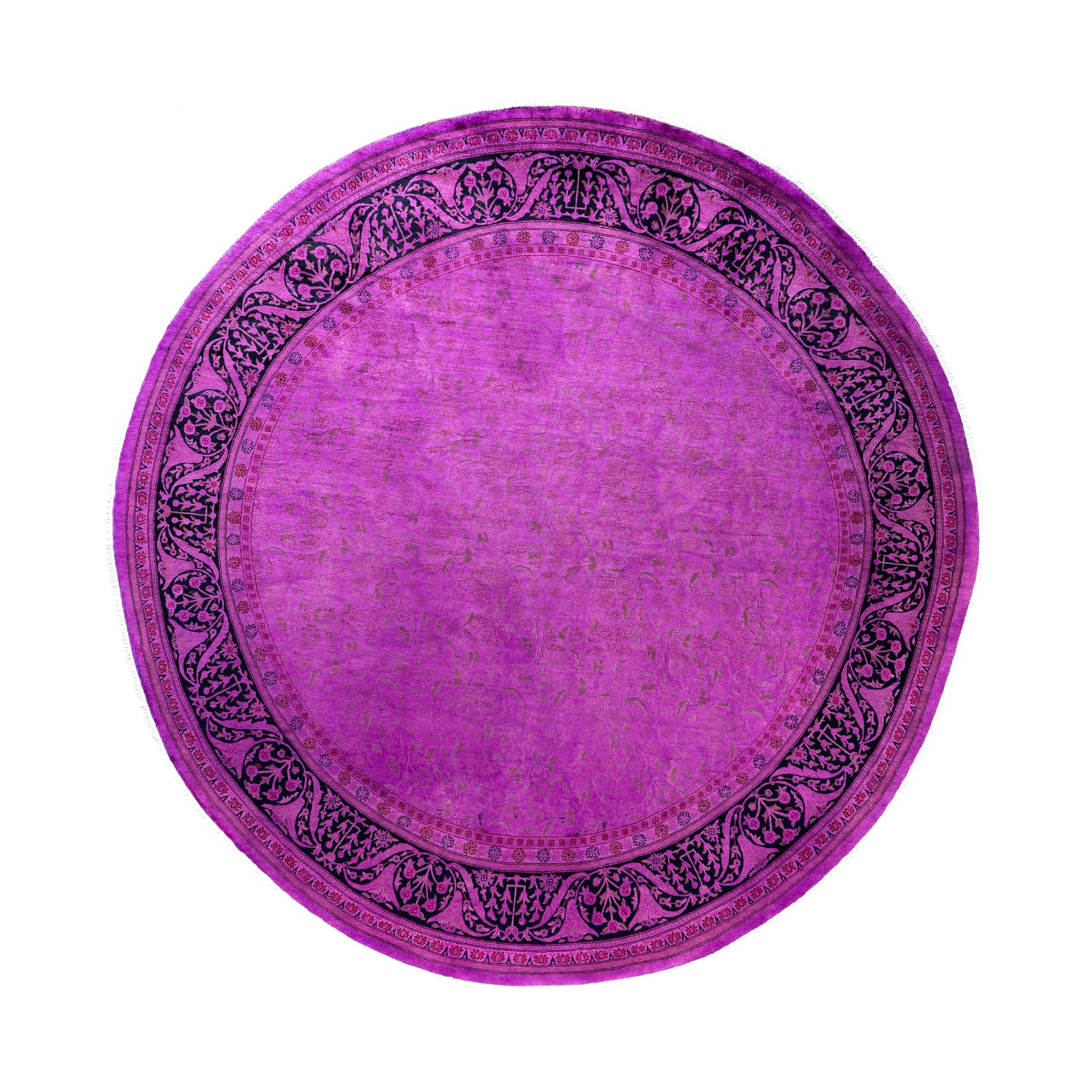 Overdyed Hand Knotted Wool Modern Contemporary Purple Area Rug 8 1 X 8 3