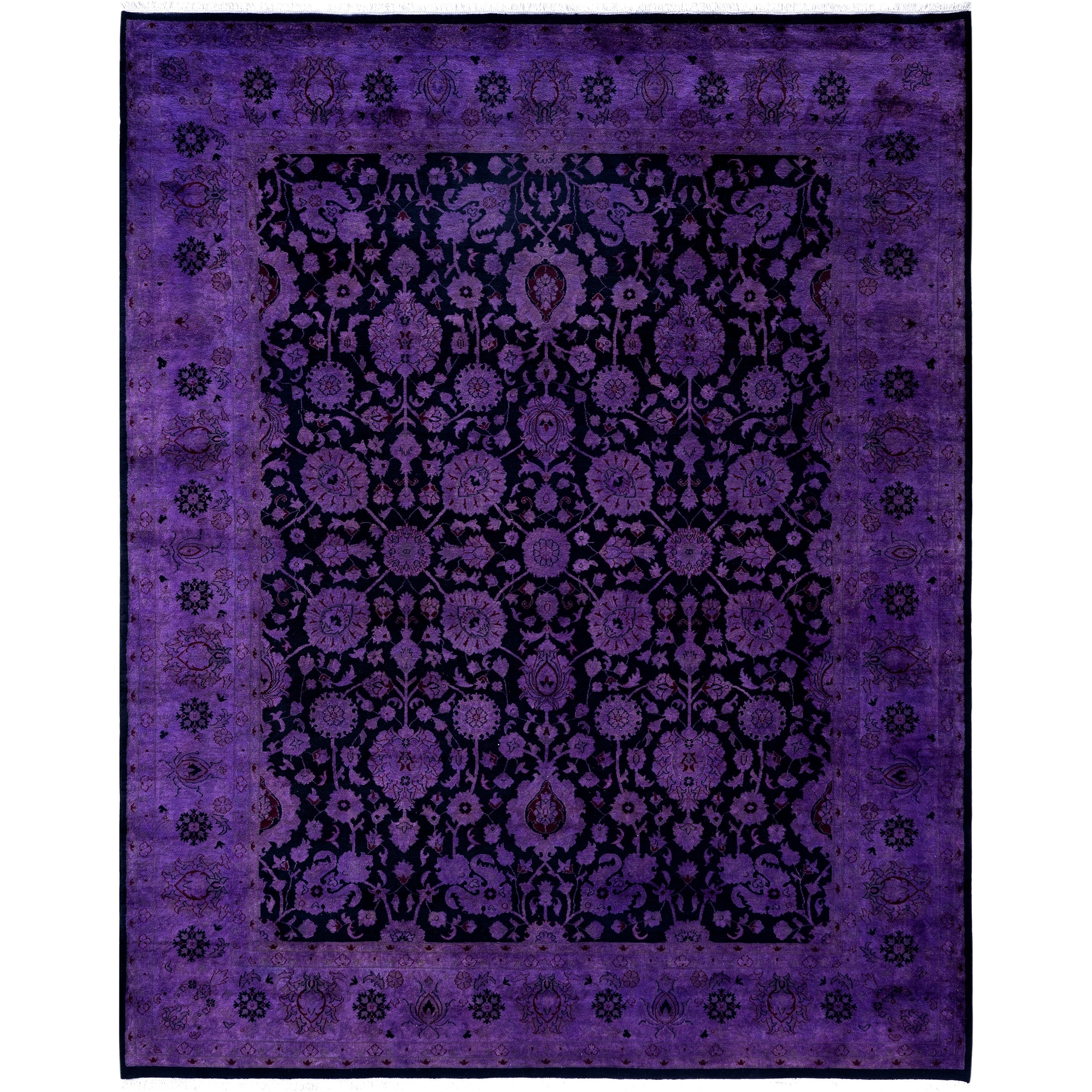 Overdyed Hand Knotted Wool Modern Contemporary Purple Area Rug 8 2 X 10 3