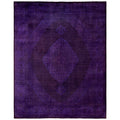 Overdyed Hand Knotted Wool Modern Contemporary Purple Area Rug 8 2 X 10 4