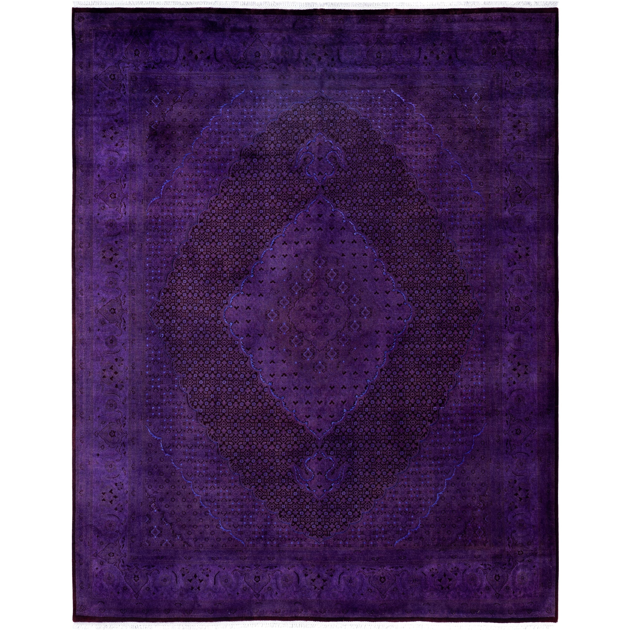 Overdyed Hand Knotted Wool Modern Contemporary Purple Area Rug 8 2 X 10 4