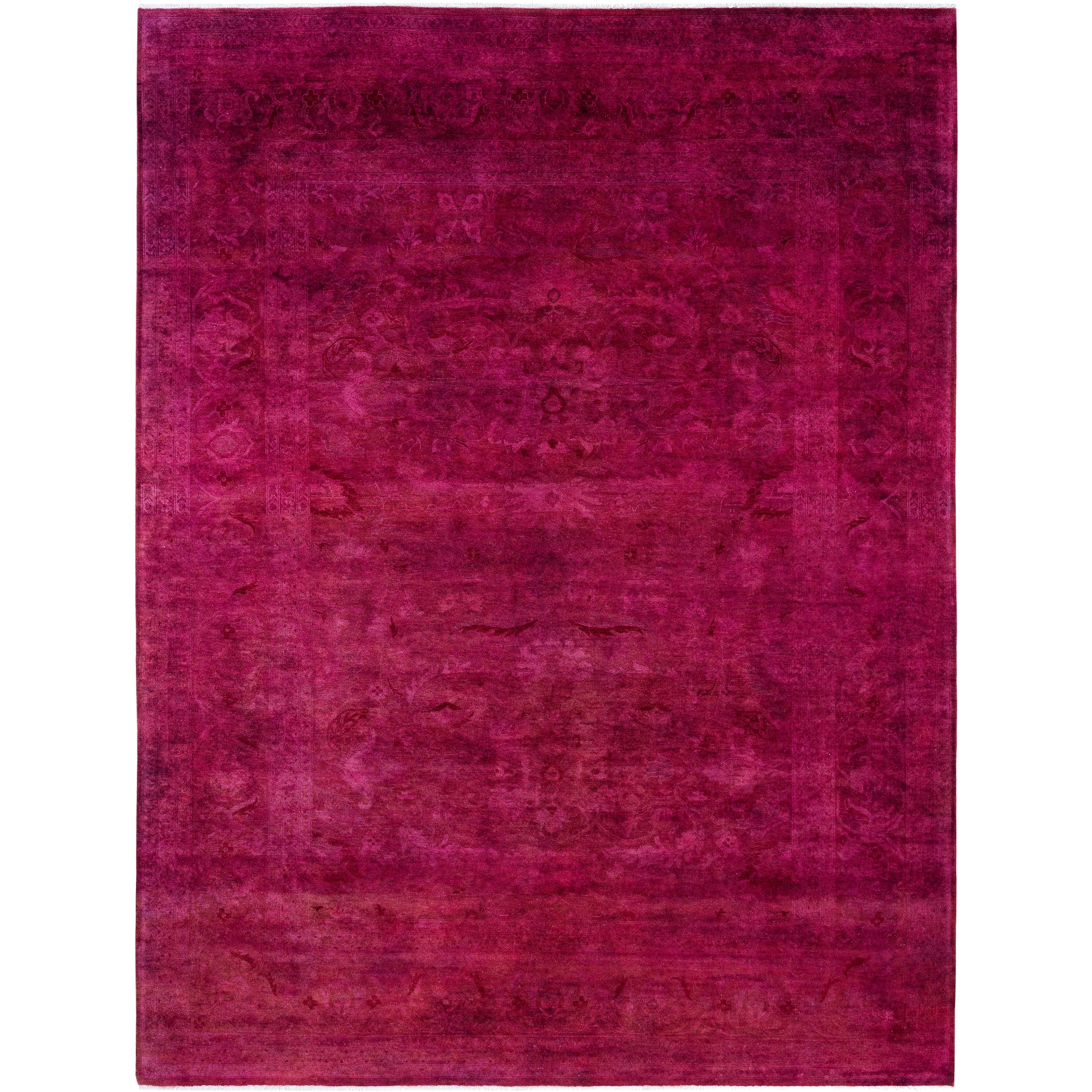 Overdyed Hand Knotted Wool Modern Contemporary Purple Area Rug 8 2 X 10 6
