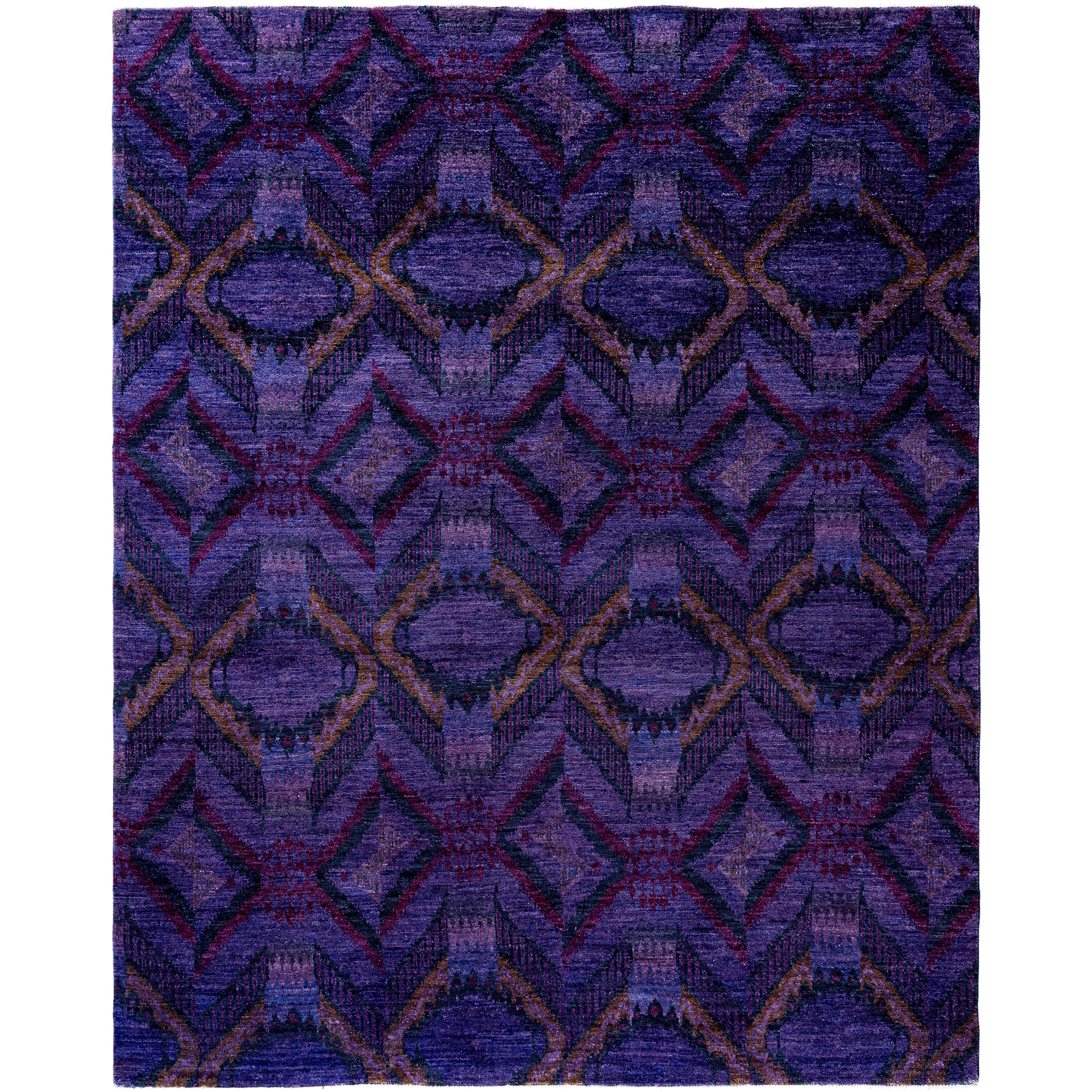 Overdyed Hand Knotted Wool Modern Contemporary Purple Area Rug 8 3 X 10 1