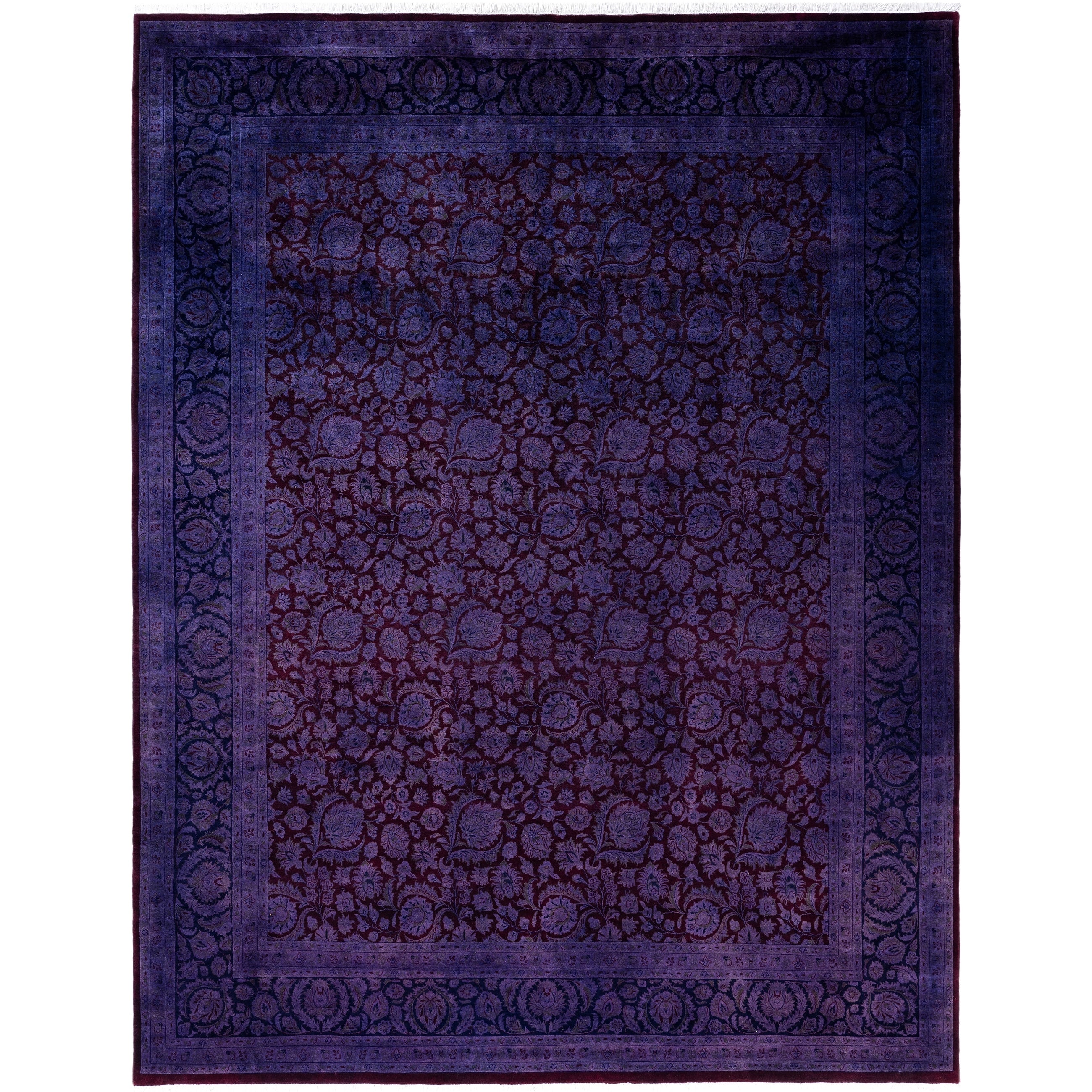Overdyed Hand Knotted Wool Modern Contemporary Purple Area Rug 8 3 X 10 5