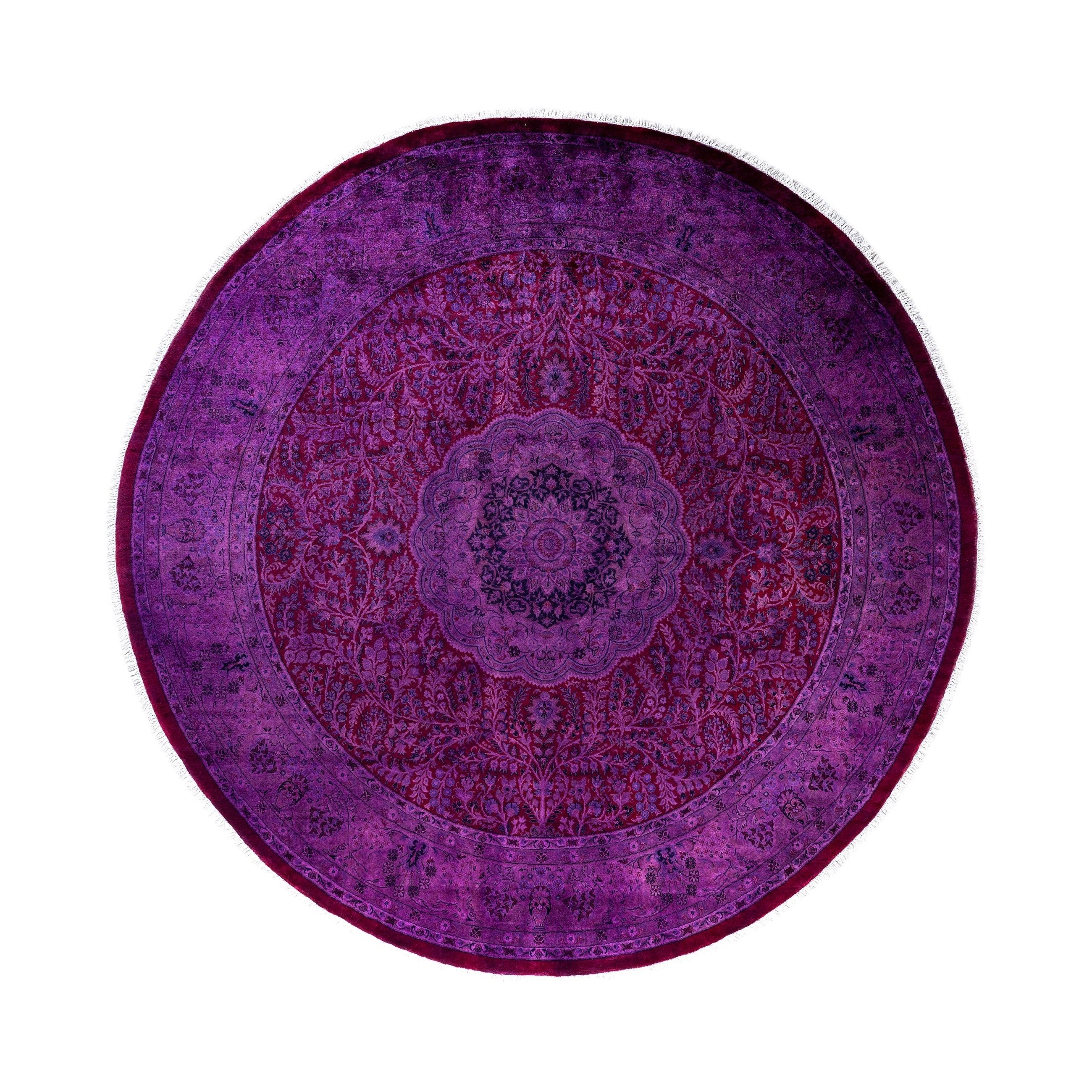 Overdyed Hand Knotted Wool Modern Contemporary Purple Area Rug 8 4 X 8 4