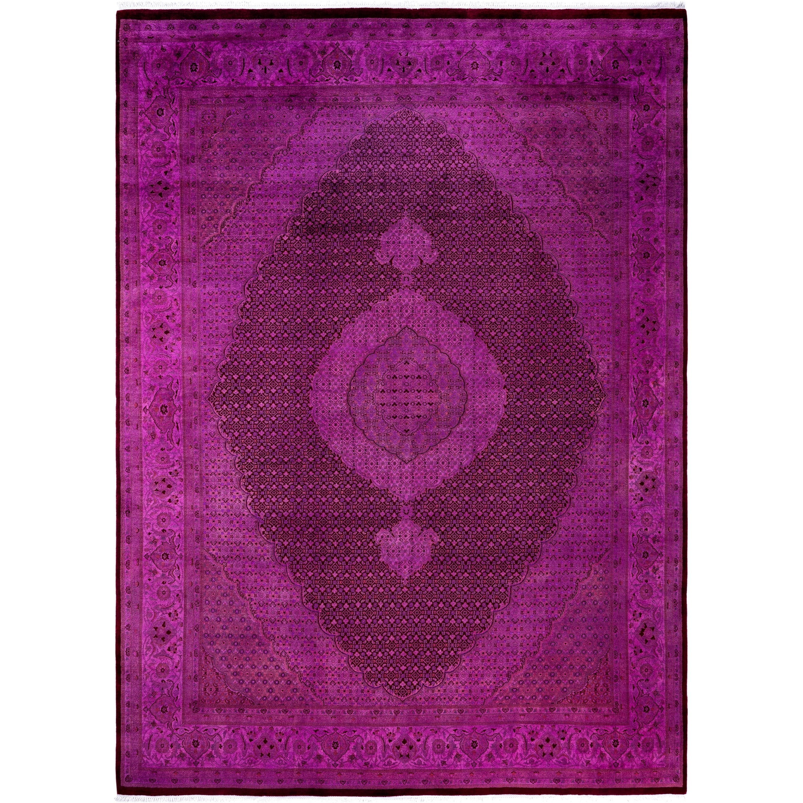 Overdyed Hand Knotted Wool Modern Contemporary Purple Area Rug 9 0 X 12 2
