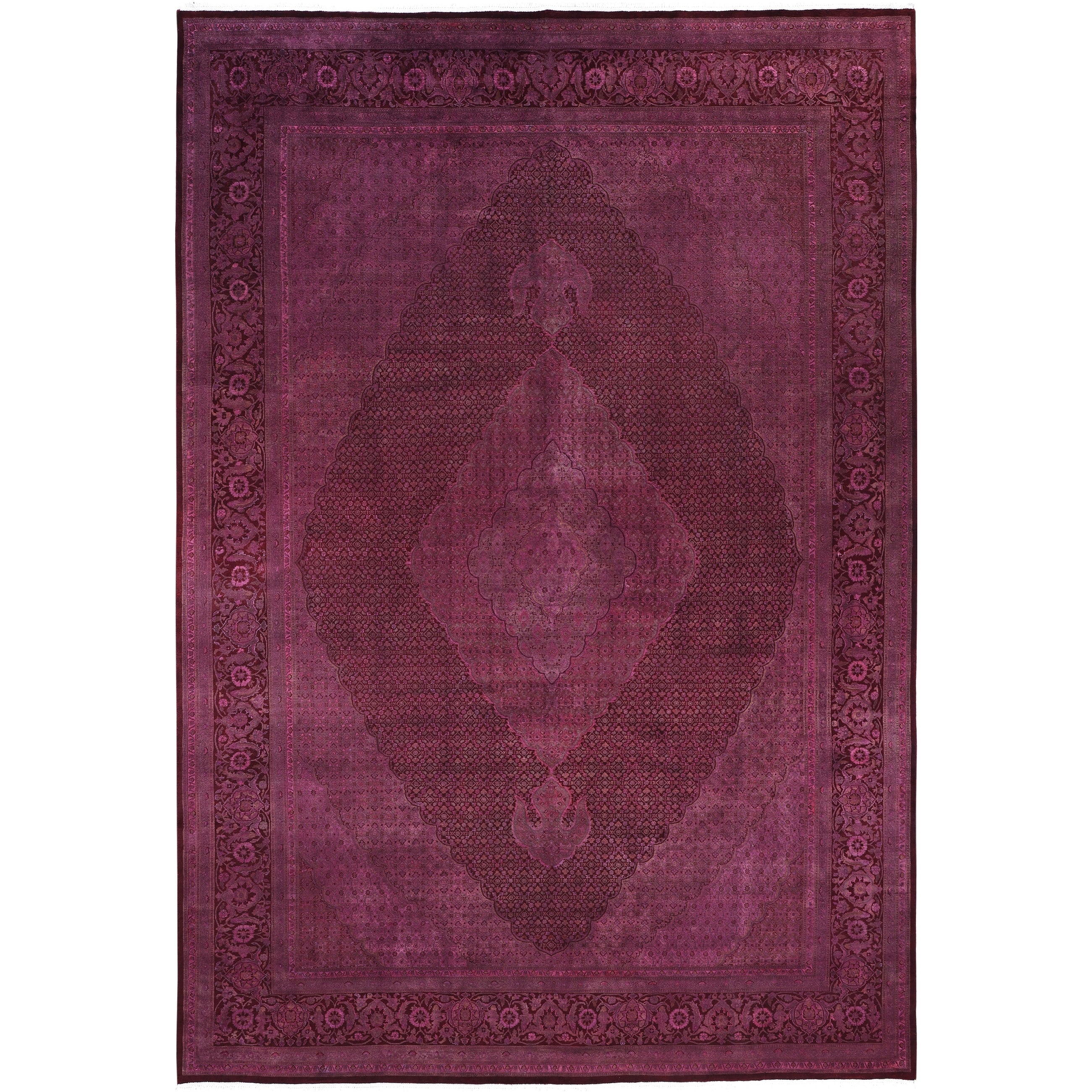 Overdyed Hand Knotted Wool Modern Contemporary Purple Area Rug 9 10 X 14 1