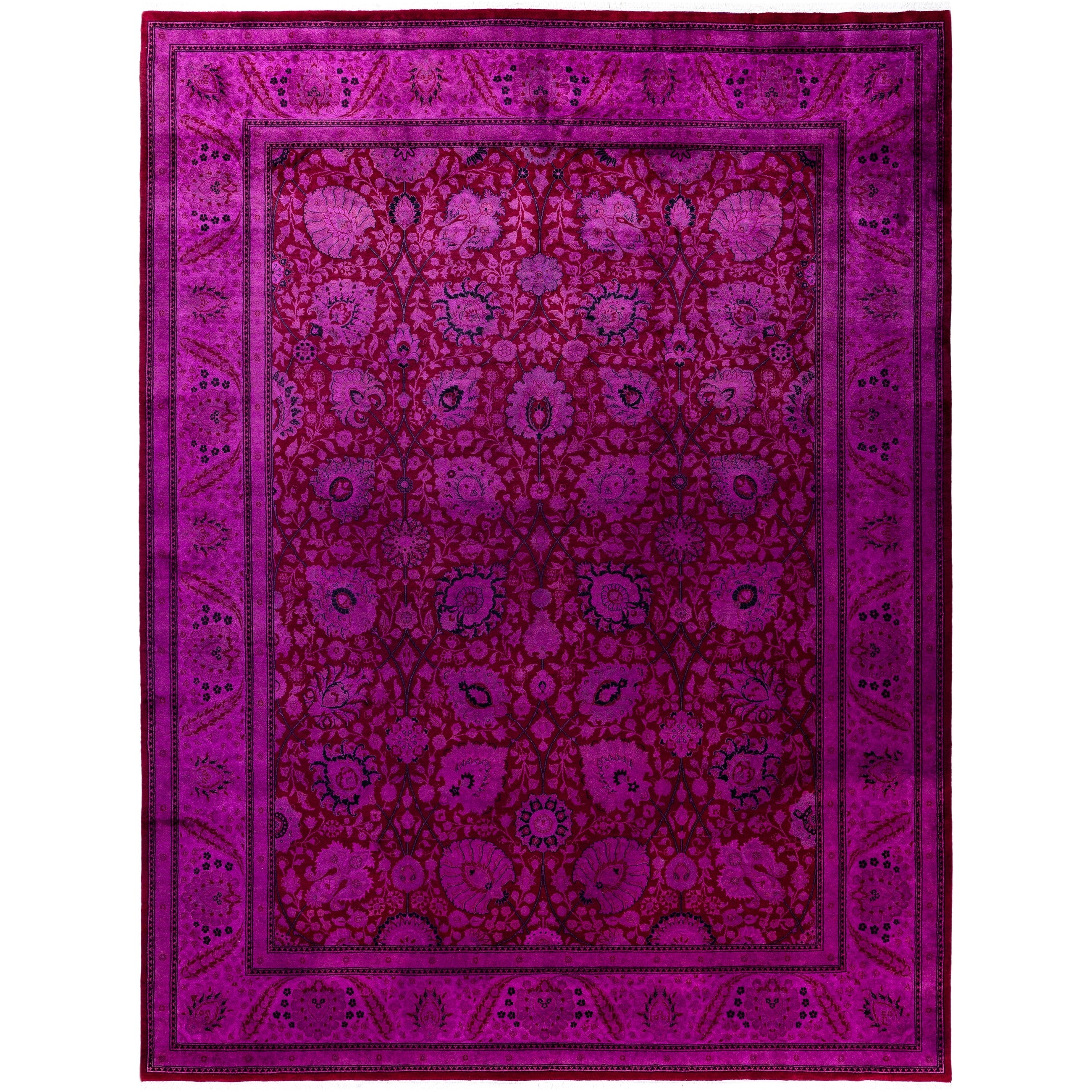 Overdyed Hand Knotted Wool Modern Contemporary Purple Area Rug 9 1 X 11 10
