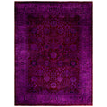 Overdyed Hand Knotted Wool Modern Contemporary Purple Area Rug 9 1 X 12 3