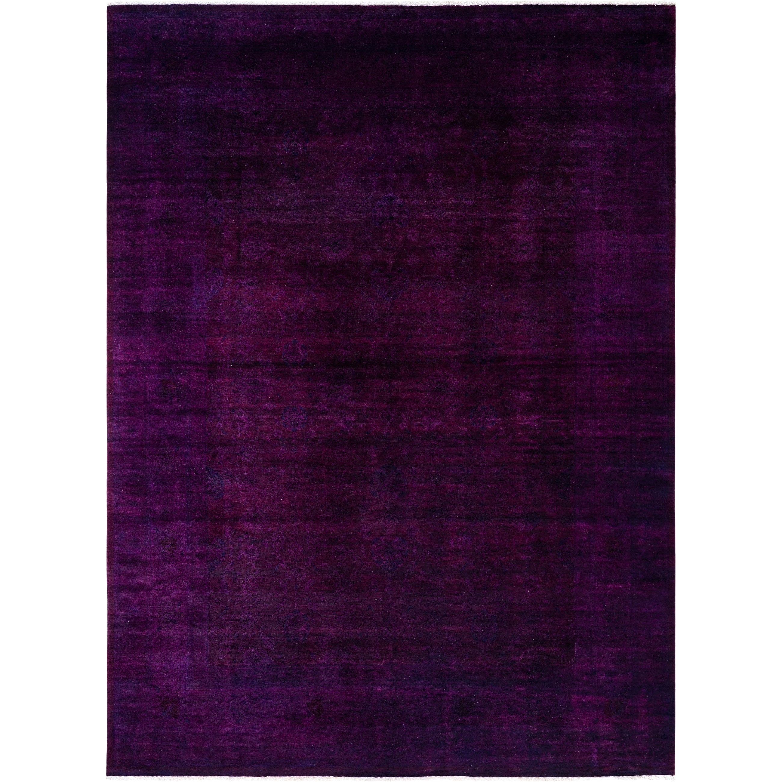 Overdyed Hand Knotted Wool Modern Contemporary Purple Area Rug 9 2 X 11 10