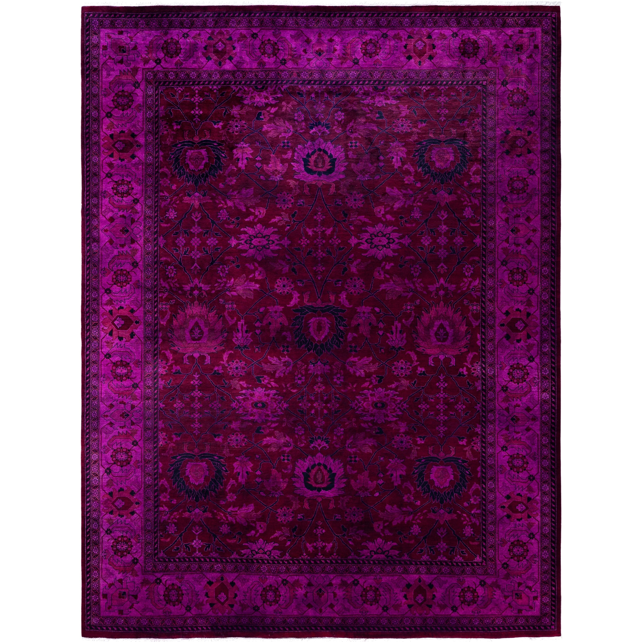 Overdyed Hand Knotted Wool Modern Contemporary Purple Area Rug 9 3 X 12 0