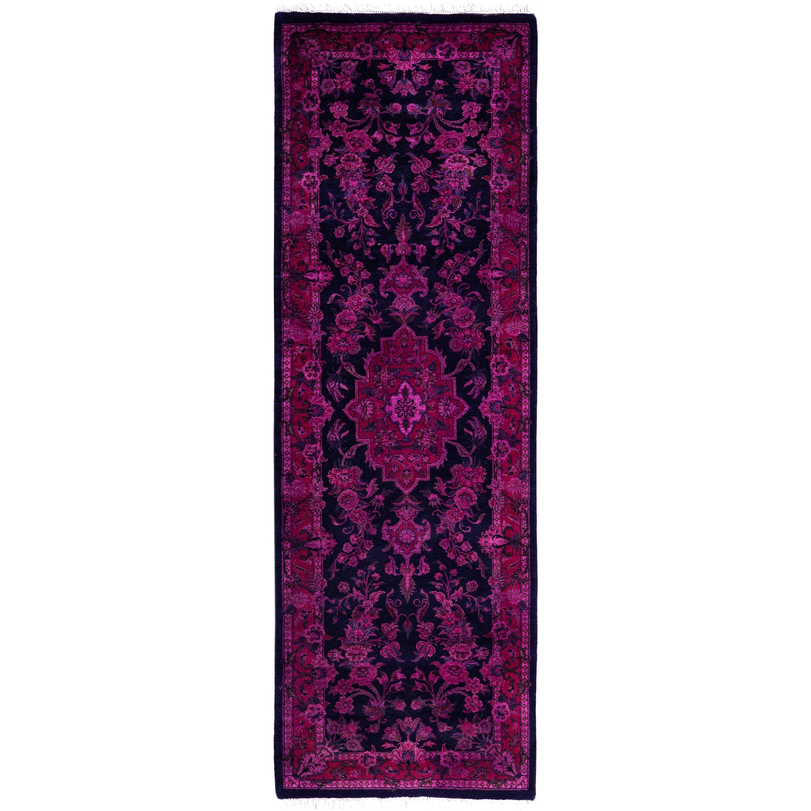 Overdyed Hand Knotted Wool Modern Contemporary Purple Runner 2 0 X 6 2