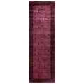 Overdyed Hand Knotted Wool Modern Contemporary Purple Runner 2 7 X 8 3
