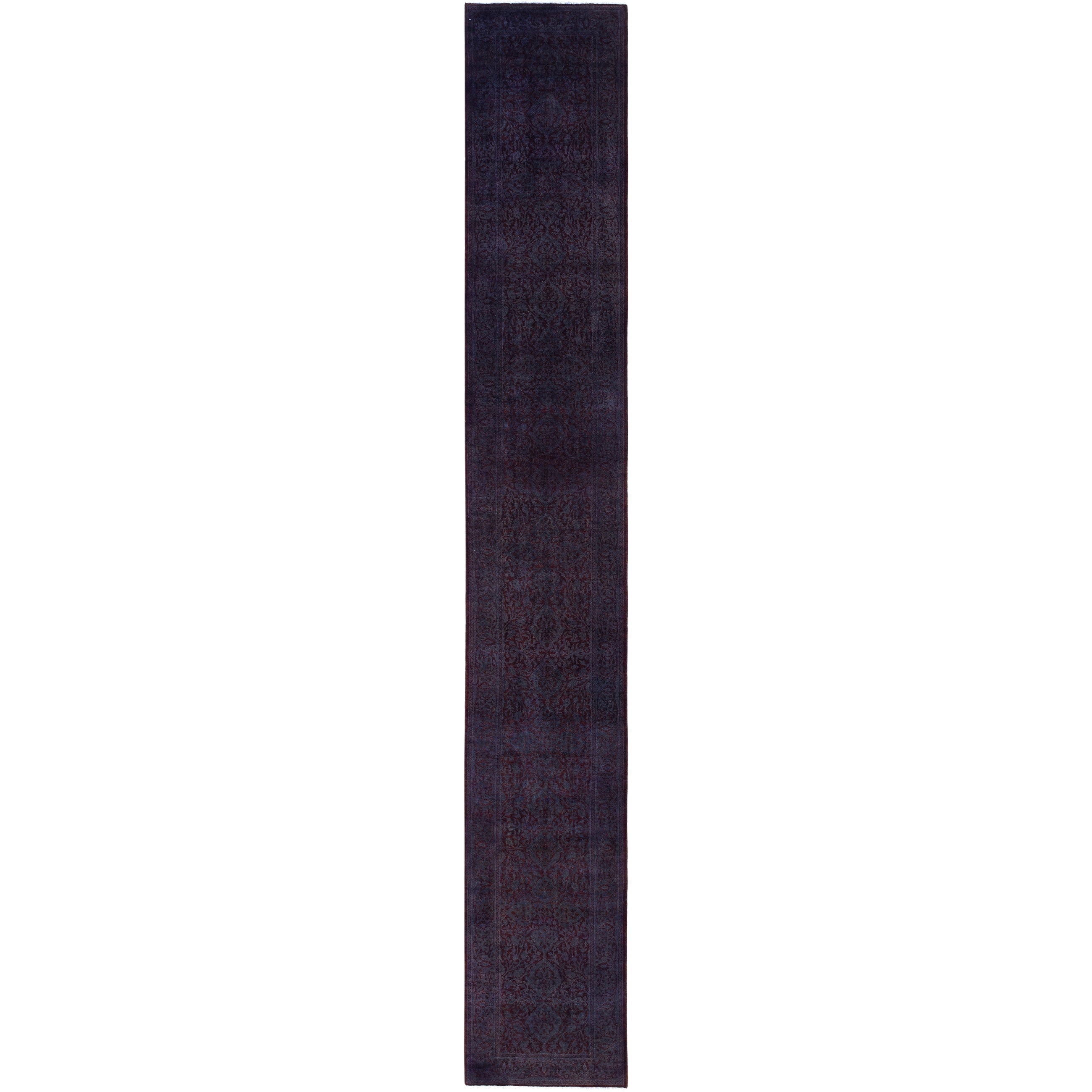 Overdyed Hand Knotted Wool Modern Contemporary Purple Runner 2 8 X 17 10