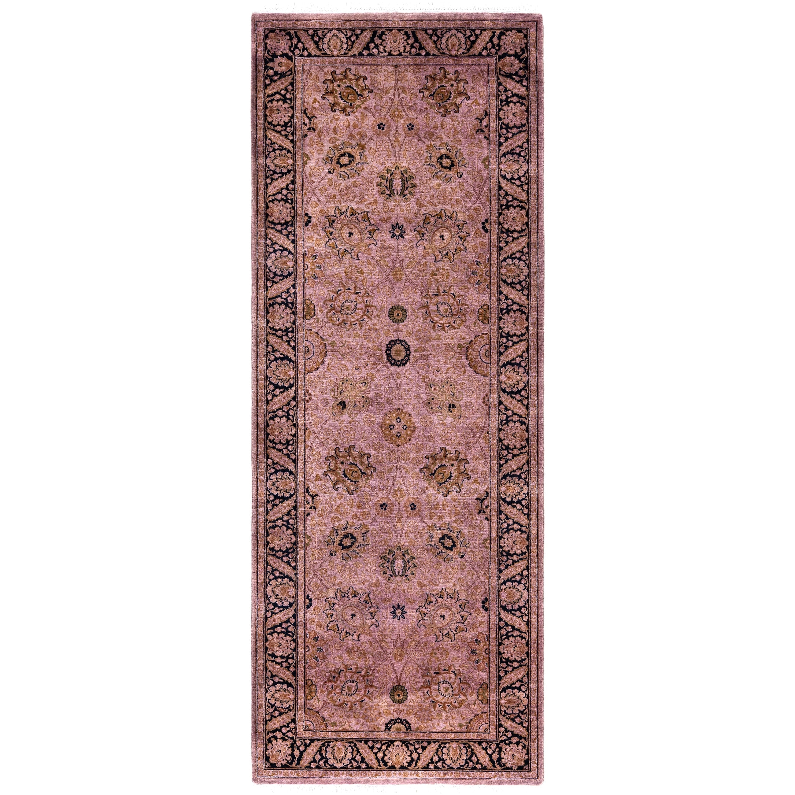 Overdyed Hand Knotted Wool Modern Contemporary Purple Runner 3 0 X 8 1
