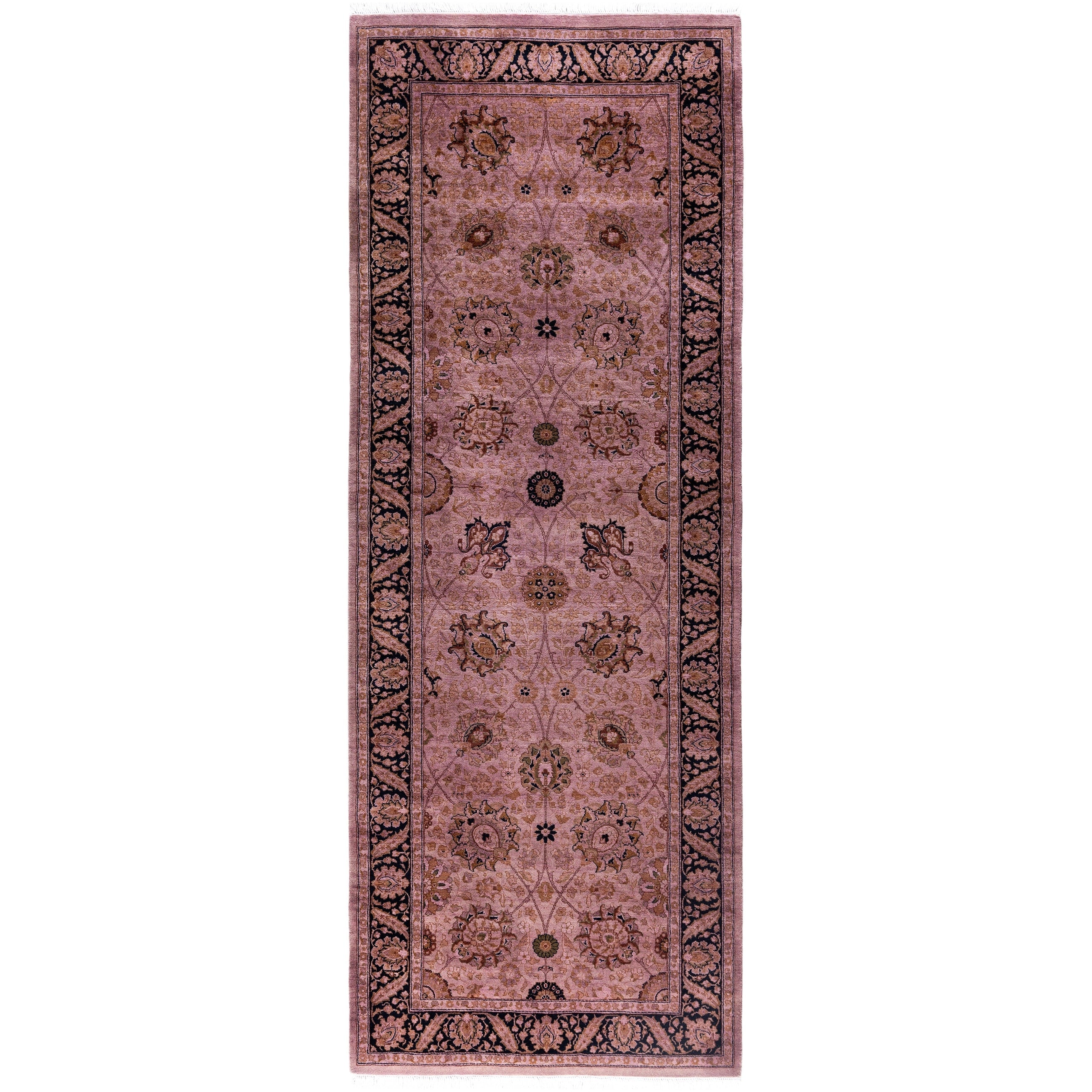Overdyed Hand Knotted Wool Modern Contemporary Purple Runner 3 0 X 8 3