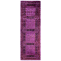 Overdyed Hand Knotted Wool Modern Contemporary Purple Runner 3 0 X 9 1