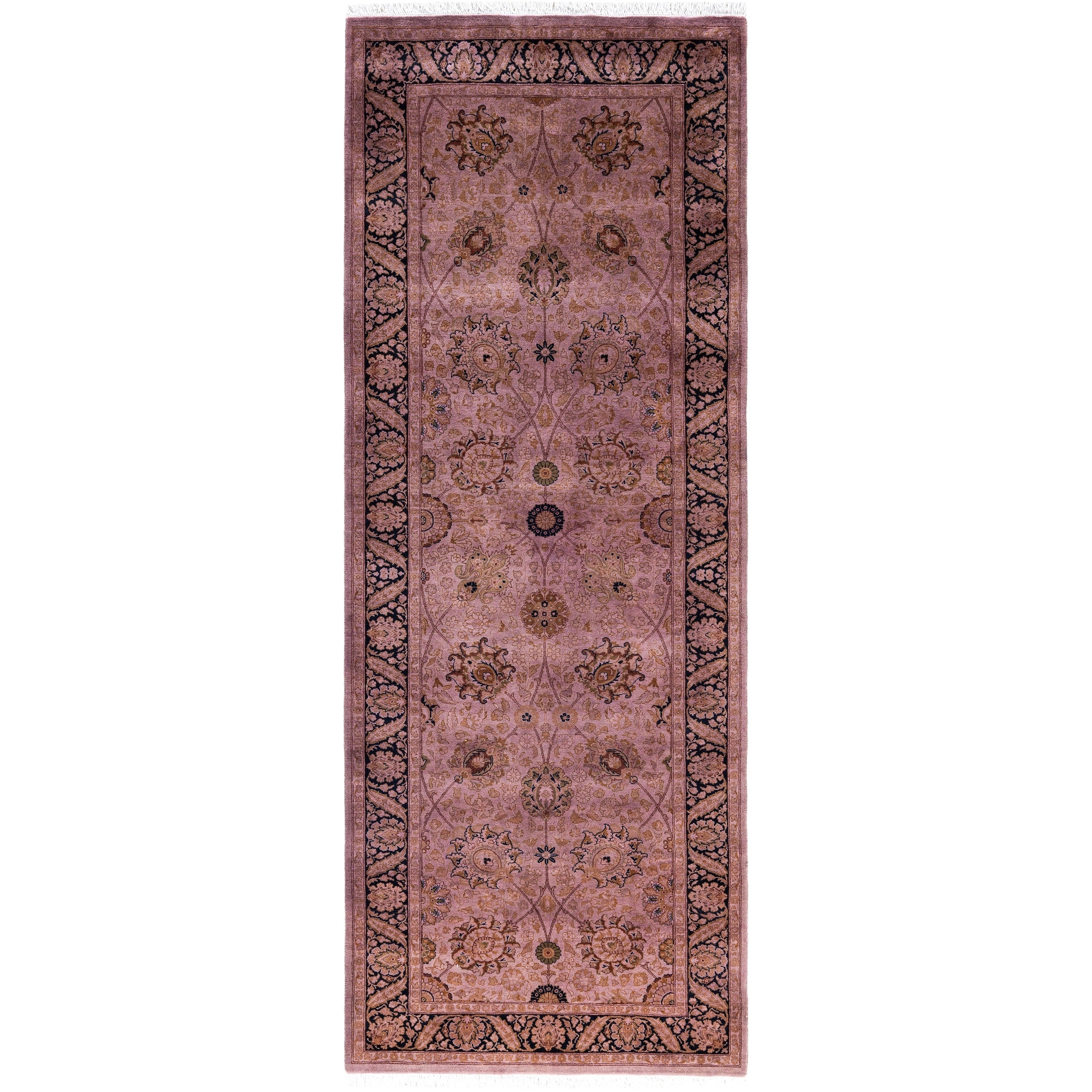 Overdyed Hand Knotted Wool Modern Contemporary Purple Runner 3 1 X 8 6
