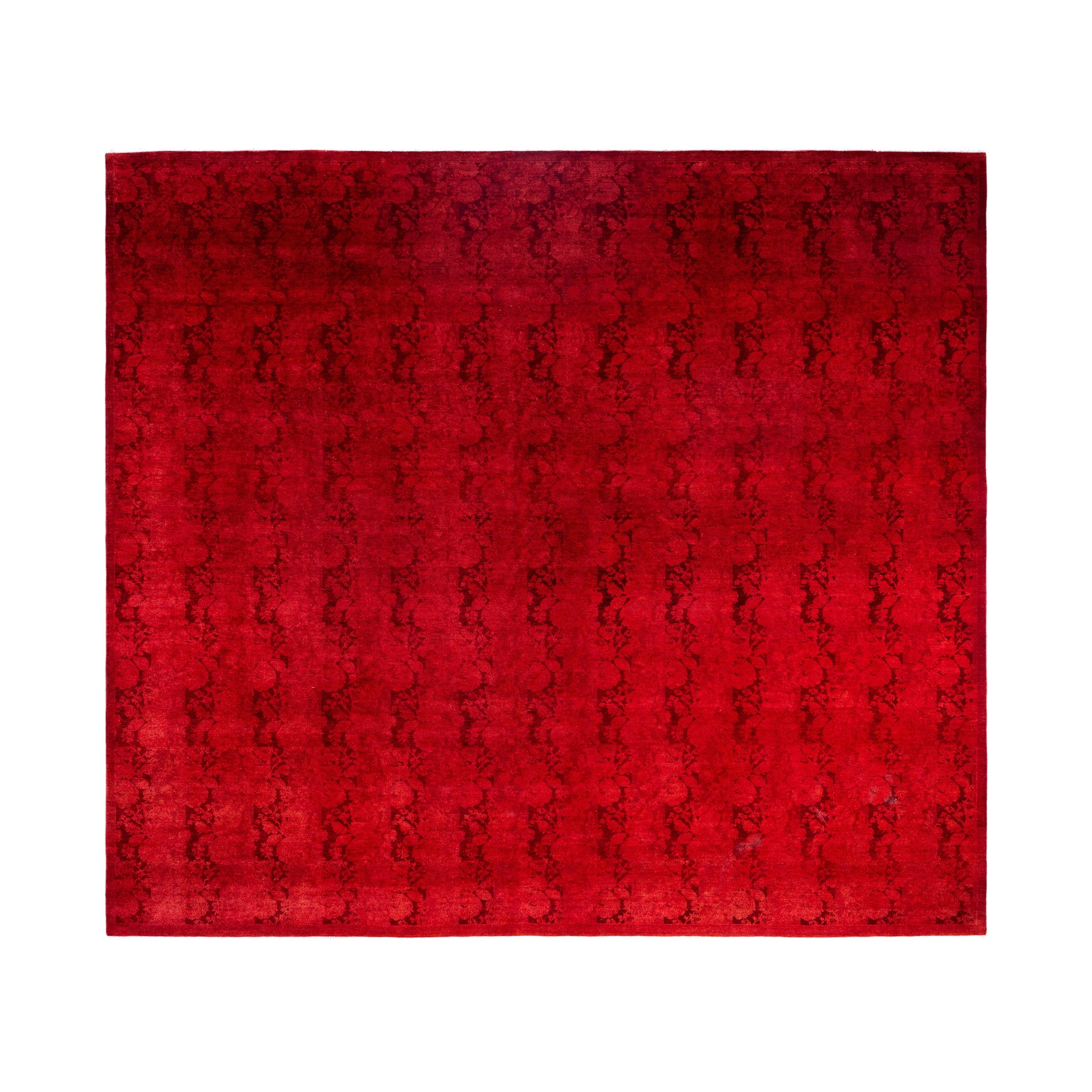 Overdyed Hand Knotted Wool Modern Contemporary Red Area Rug 10 0 X 10 3
