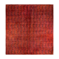 Overdyed Hand Knotted Wool Modern Contemporary Red Area Rug 12 3 X 12 9