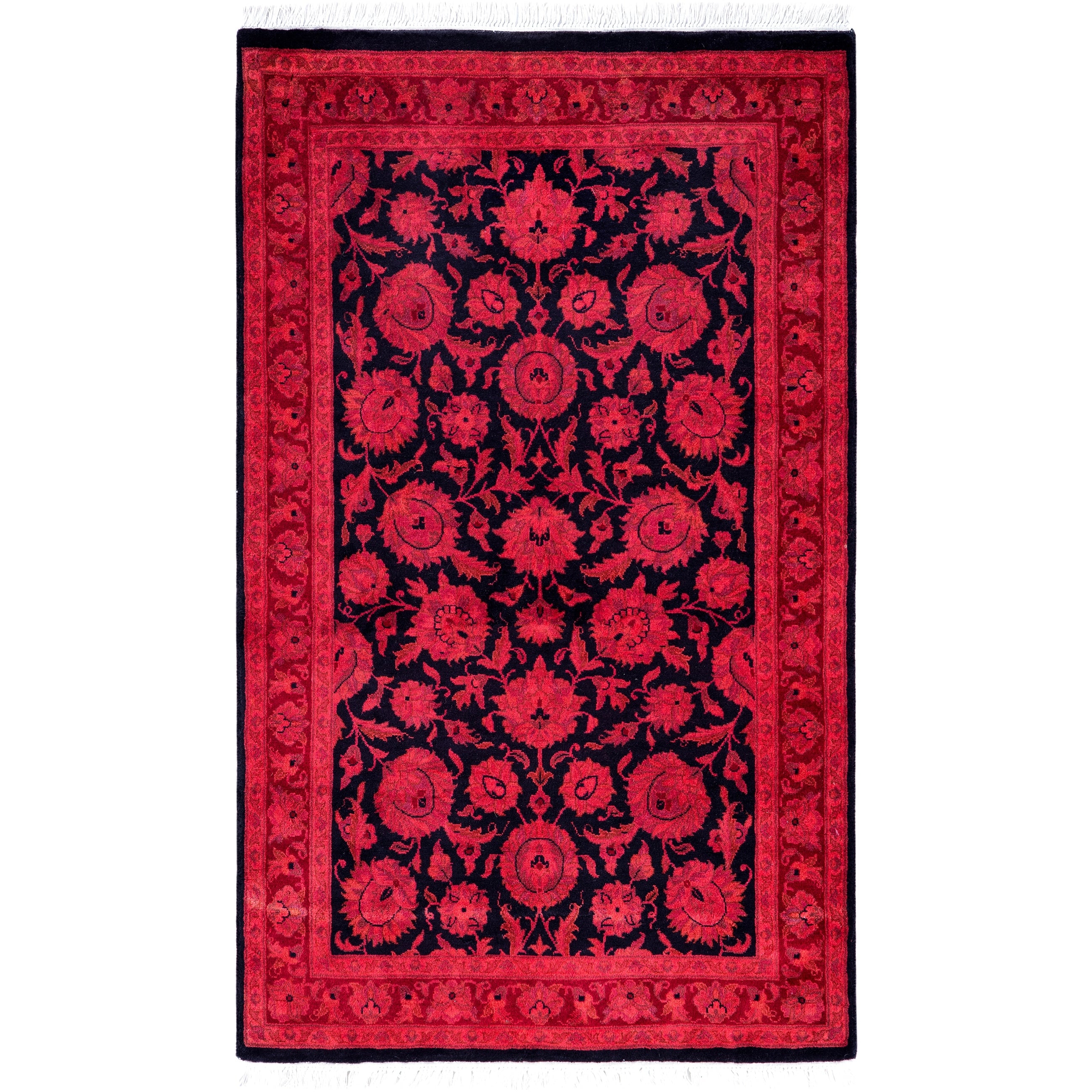 Overdyed Hand Knotted Wool Modern Contemporary Red Area Rug 2 7 X 4 3