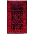Overdyed Hand Knotted Wool Modern Contemporary Red Area Rug 3 1 X 5 6