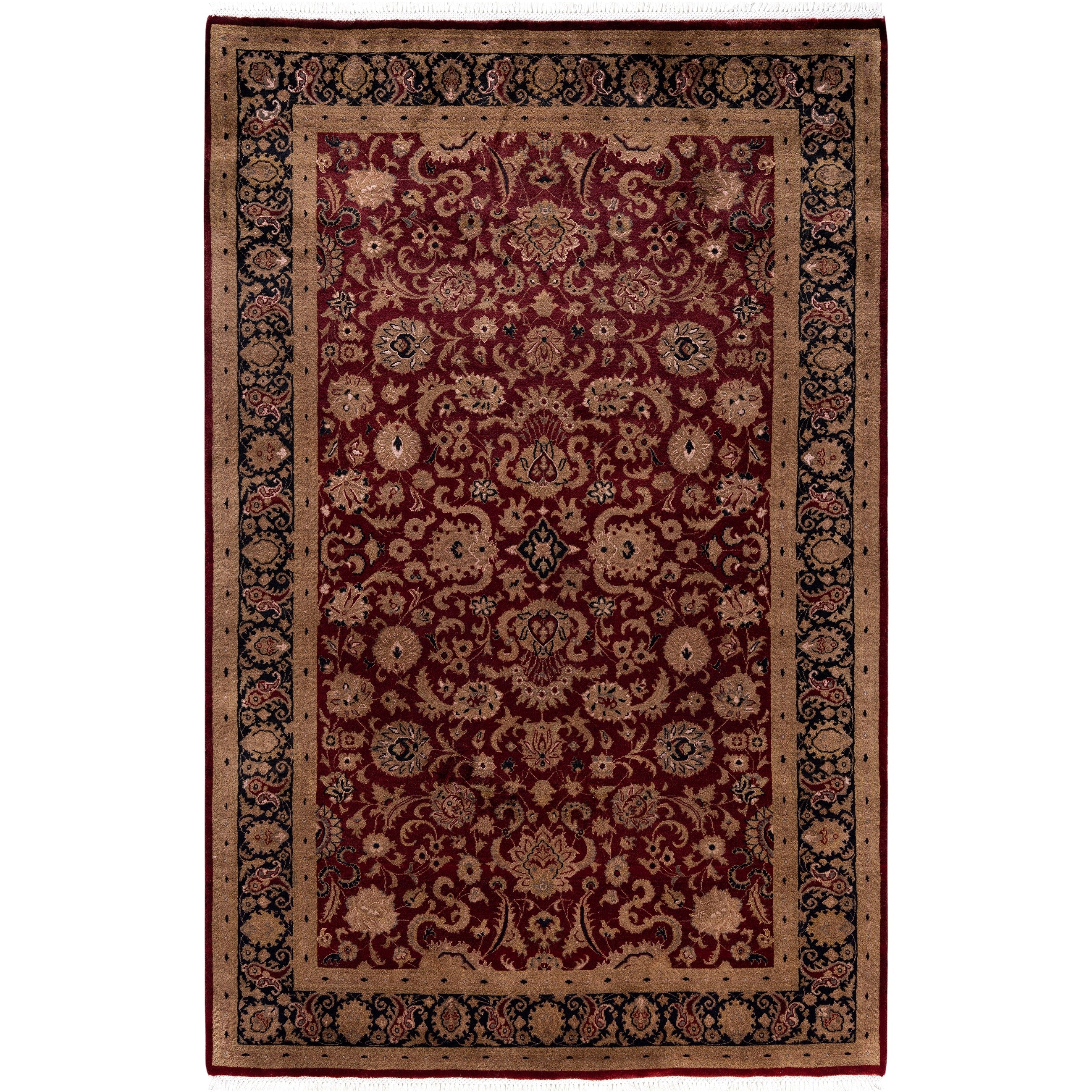 Overdyed Hand Knotted Wool Modern Contemporary Red Area Rug 4 9 X 7 6