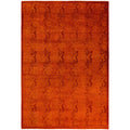 Overdyed Hand Knotted Wool Modern Contemporary Red Area Rug 5 2 X 7 8