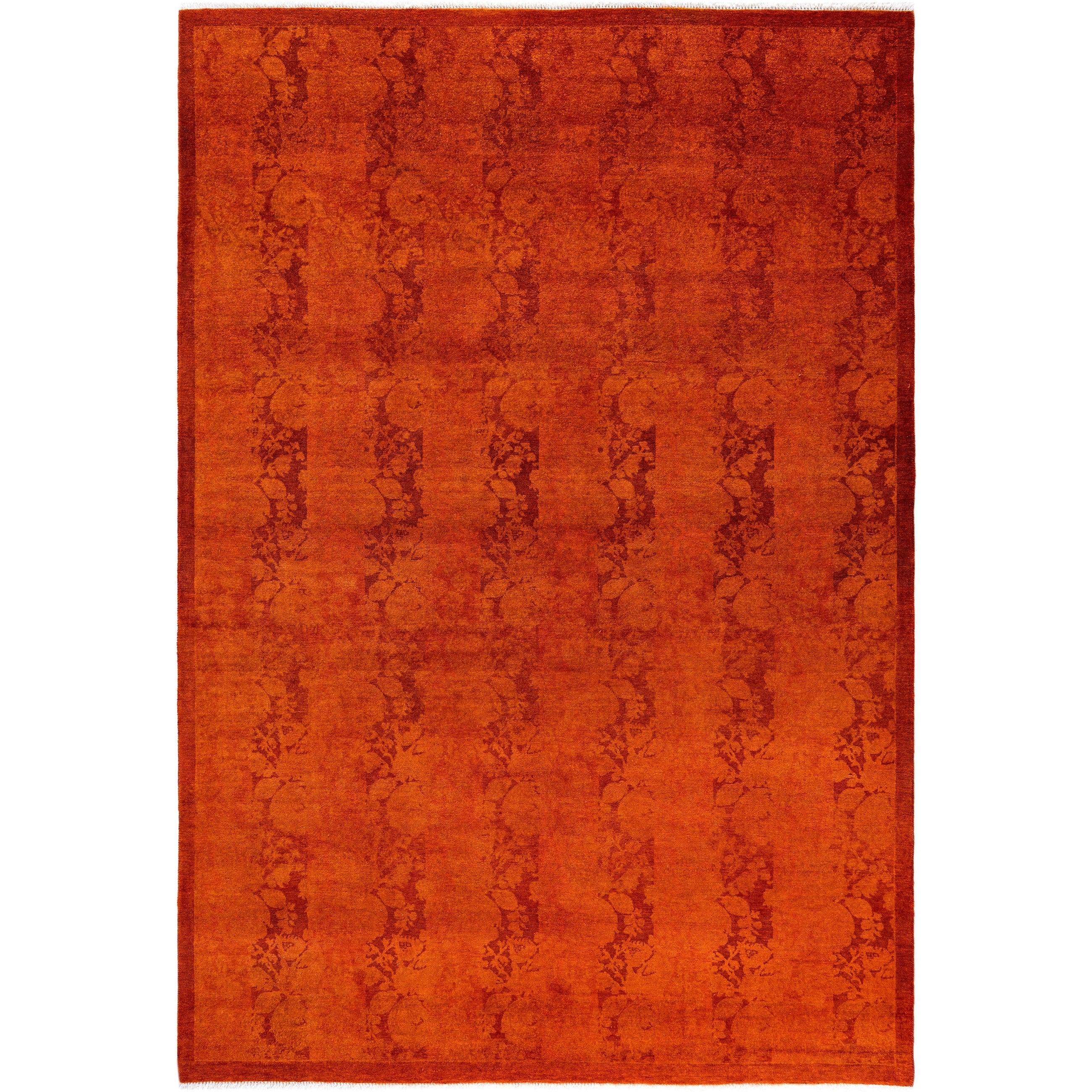Overdyed Hand Knotted Wool Modern Contemporary Red Area Rug 5 2 X 7 8