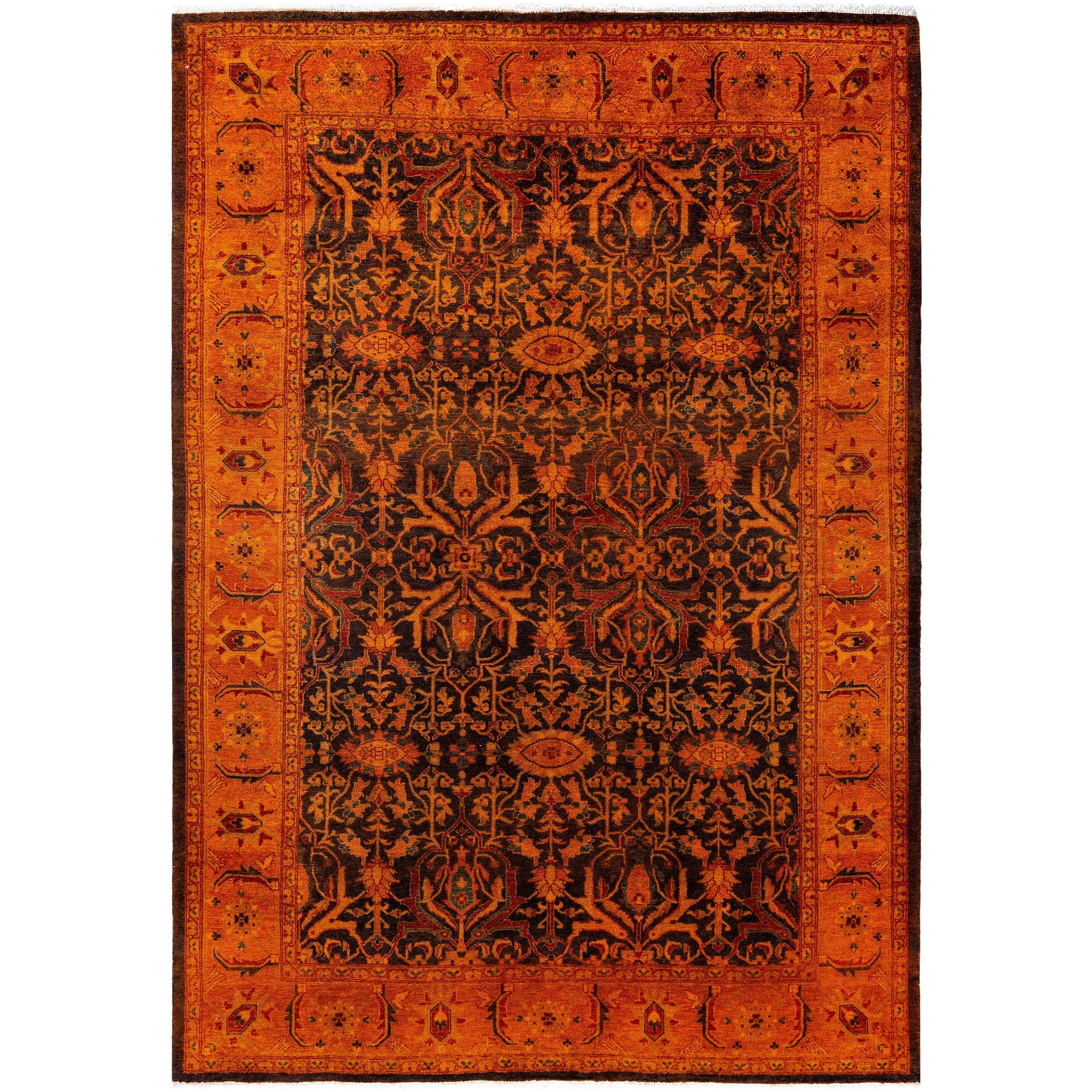 Overdyed Hand Knotted Wool Modern Contemporary Red Area Rug 5 3 X 7 5