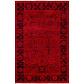 Overdyed Hand Knotted Wool Modern Contemporary Red Area Rug 5 3 X 7 9