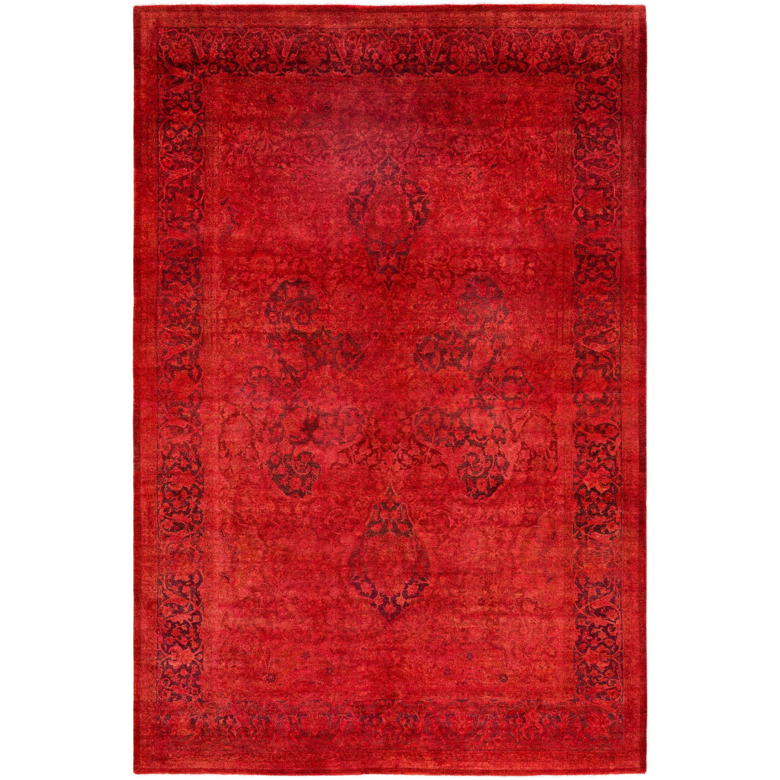 Overdyed Hand Knotted Wool Modern Contemporary Red Area Rug 6 0 X 9 1