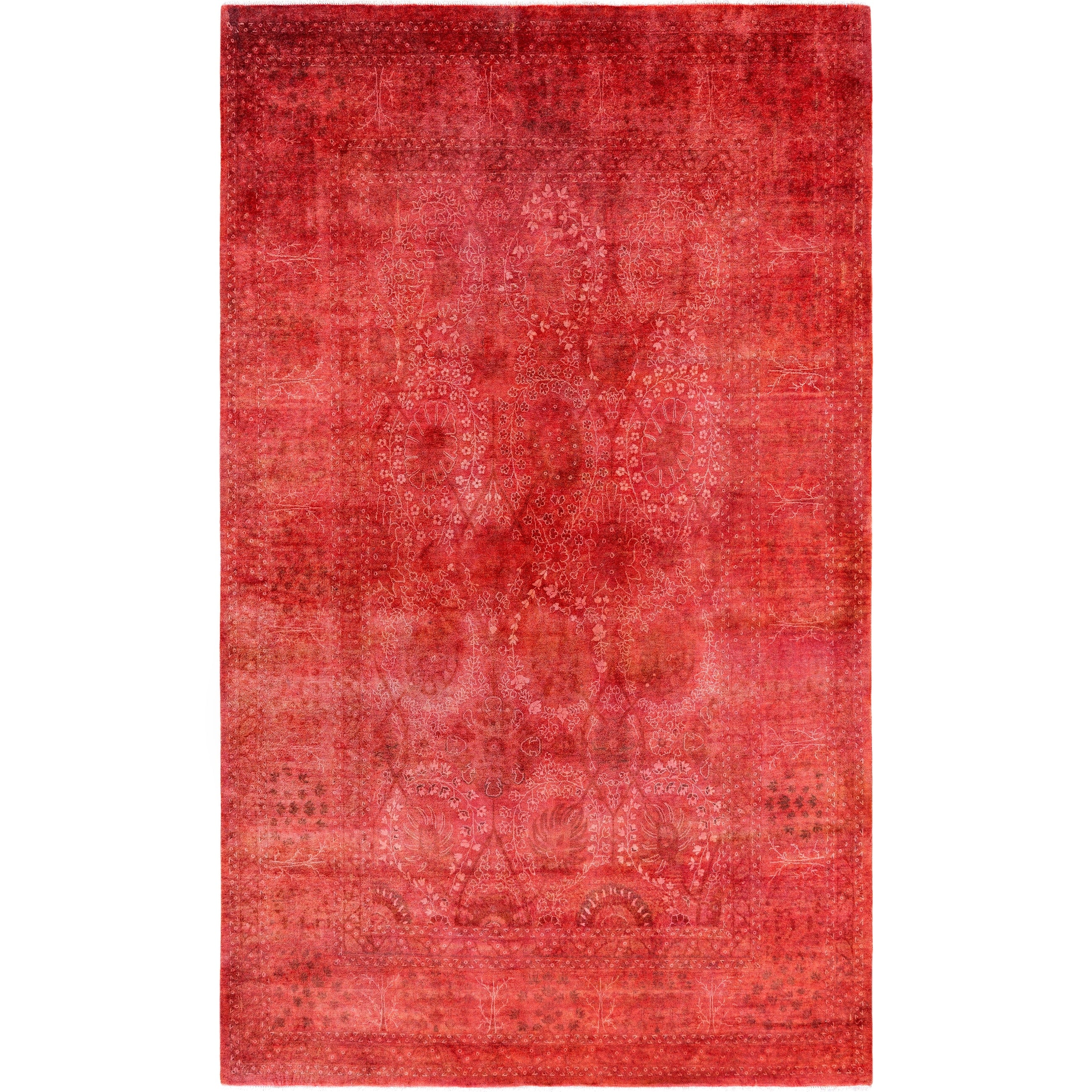 Overdyed Hand Knotted Wool Modern Contemporary Red Area Rug 6 0 X 9 8