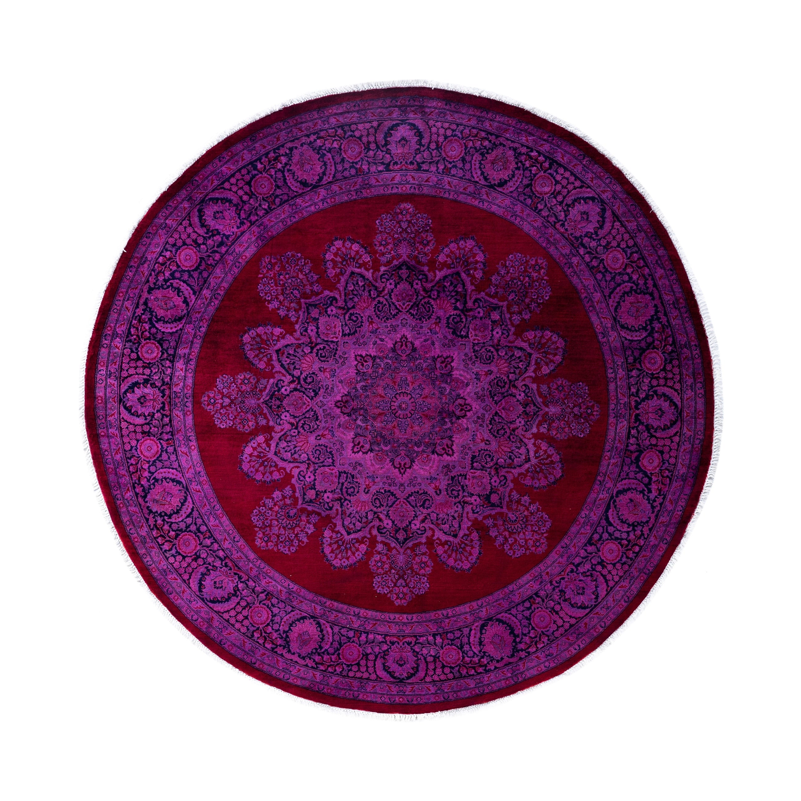 Overdyed Hand Knotted Wool Modern Contemporary Red Area Rug 6 1 X 6 2