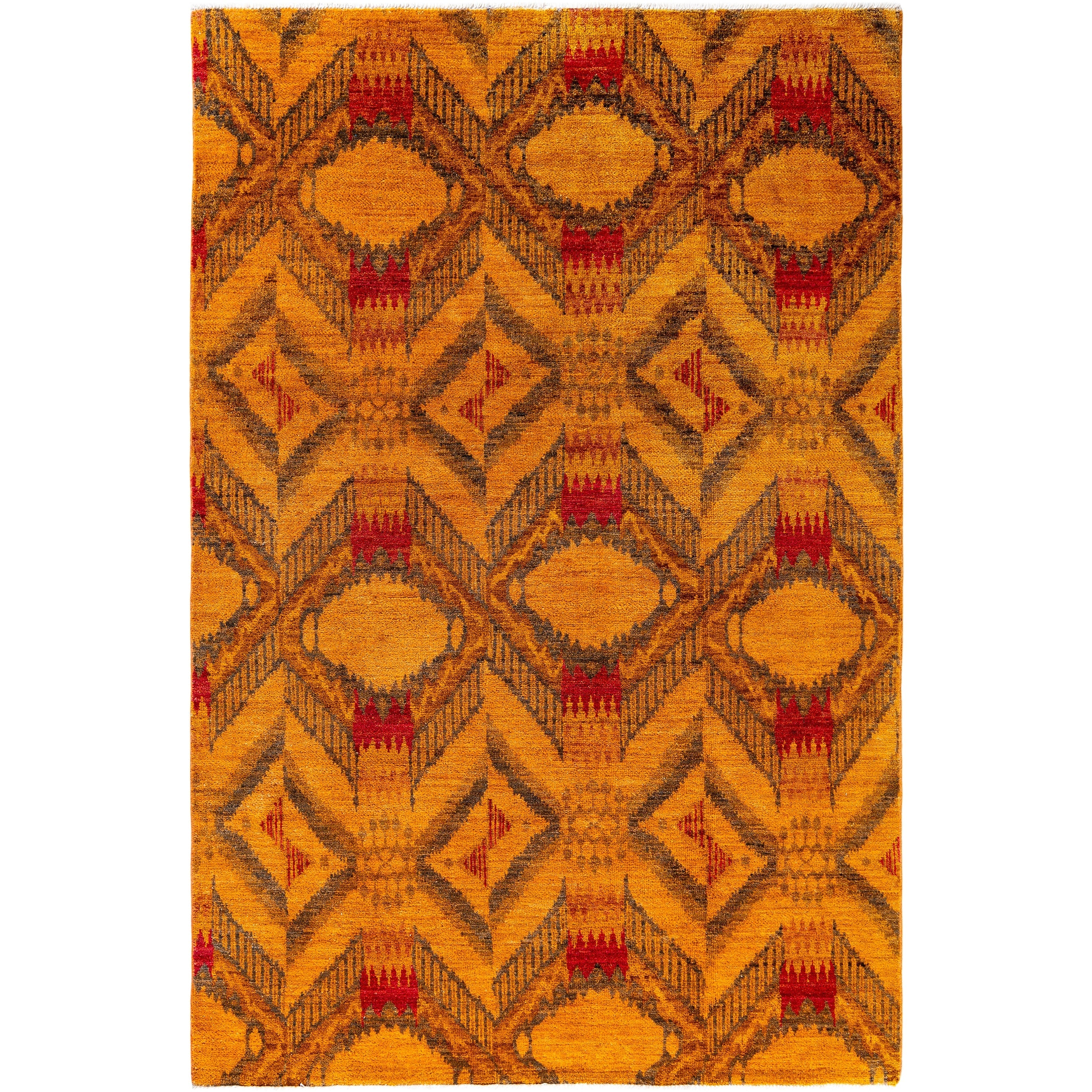 Overdyed Hand Knotted Wool Modern Contemporary Red Area Rug 6 1 X 9 2