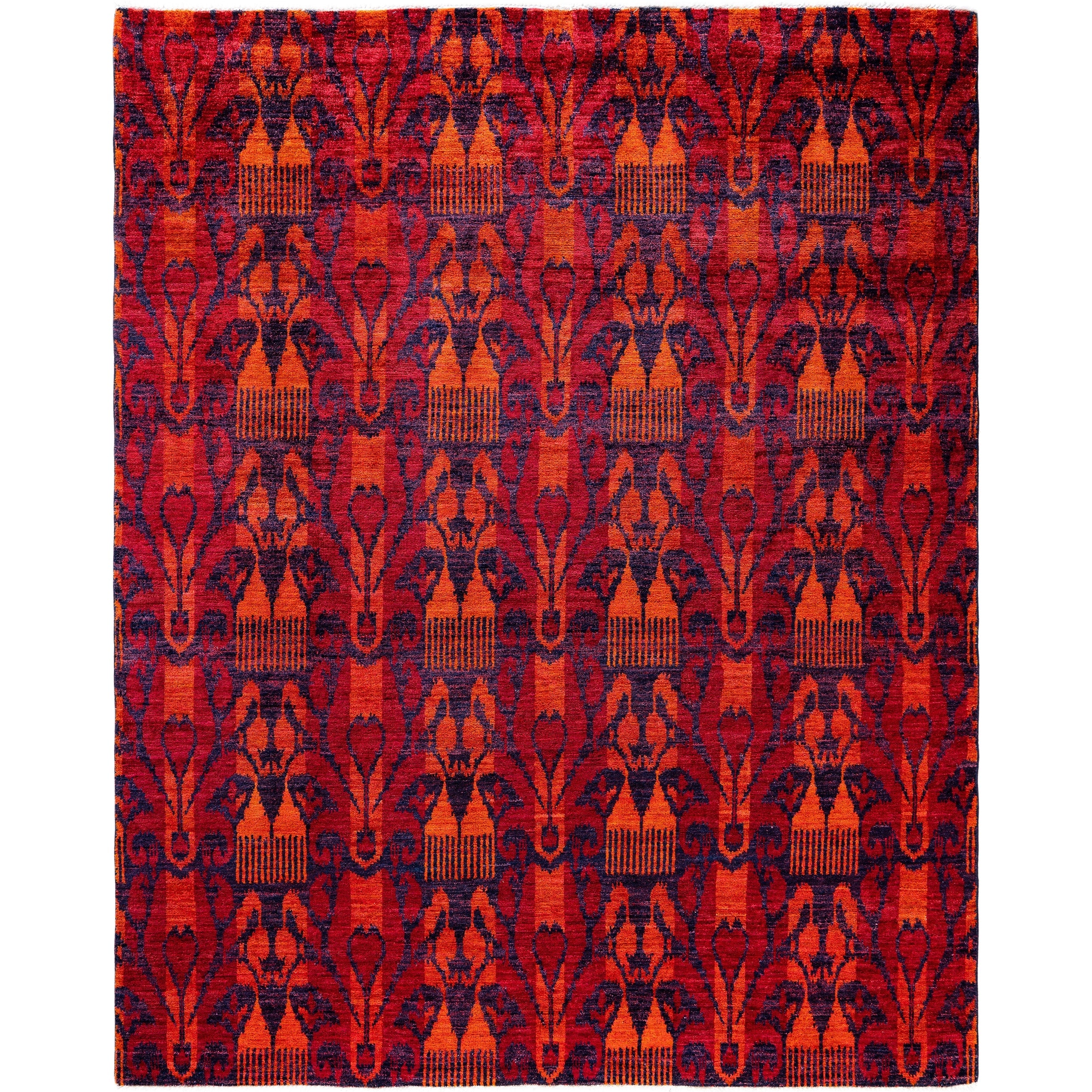 Overdyed Hand Knotted Wool Modern Contemporary Red Area Rug 8 0 X 10 0