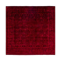 Overdyed Hand Knotted Wool Modern Contemporary Red Area Rug 8 0 X 8 2