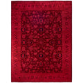 Overdyed Hand Knotted Wool Modern Contemporary Red Area Rug 8 10 X 11 10
