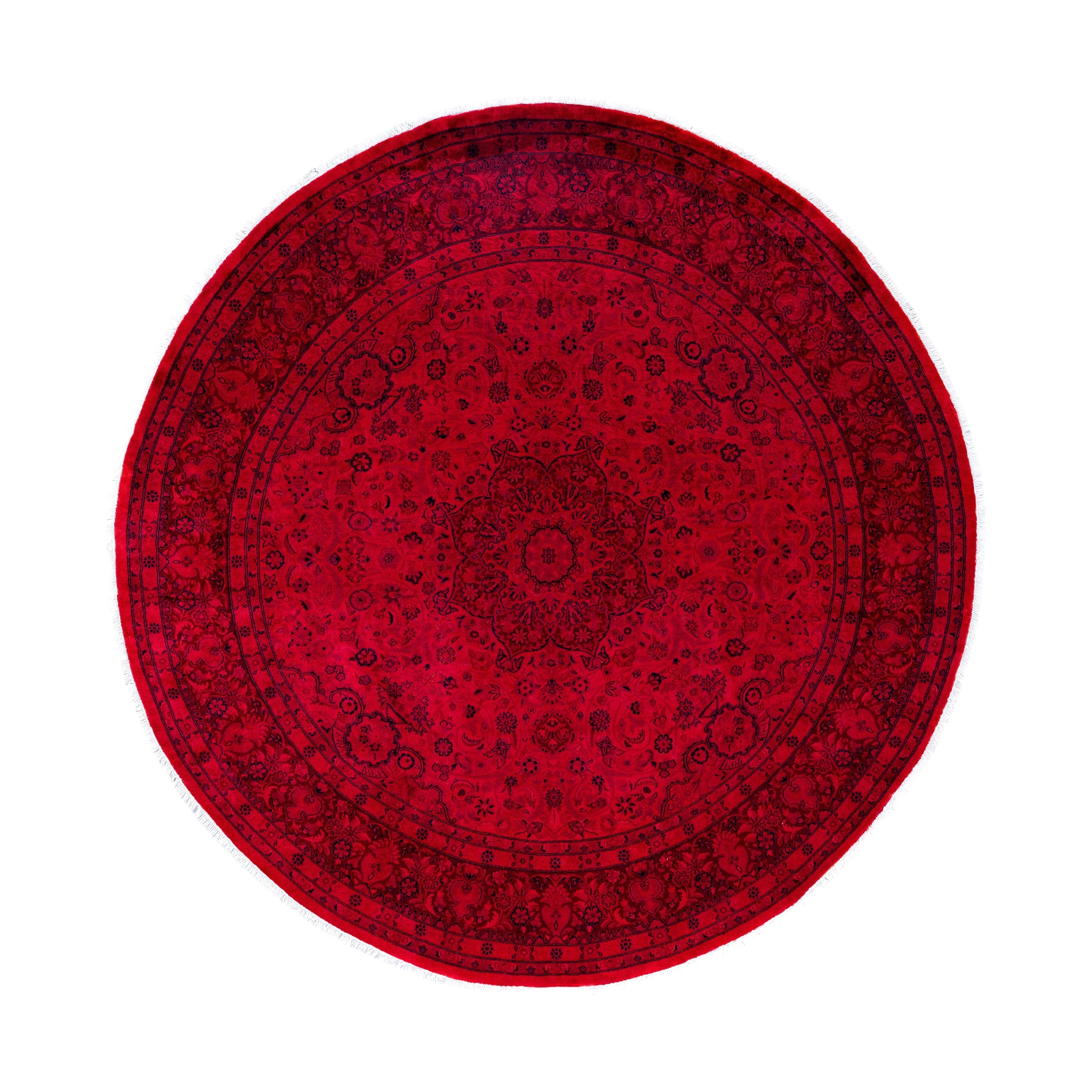 Overdyed Hand Knotted Wool Modern Contemporary Red Area Rug 8 1 X 8 3