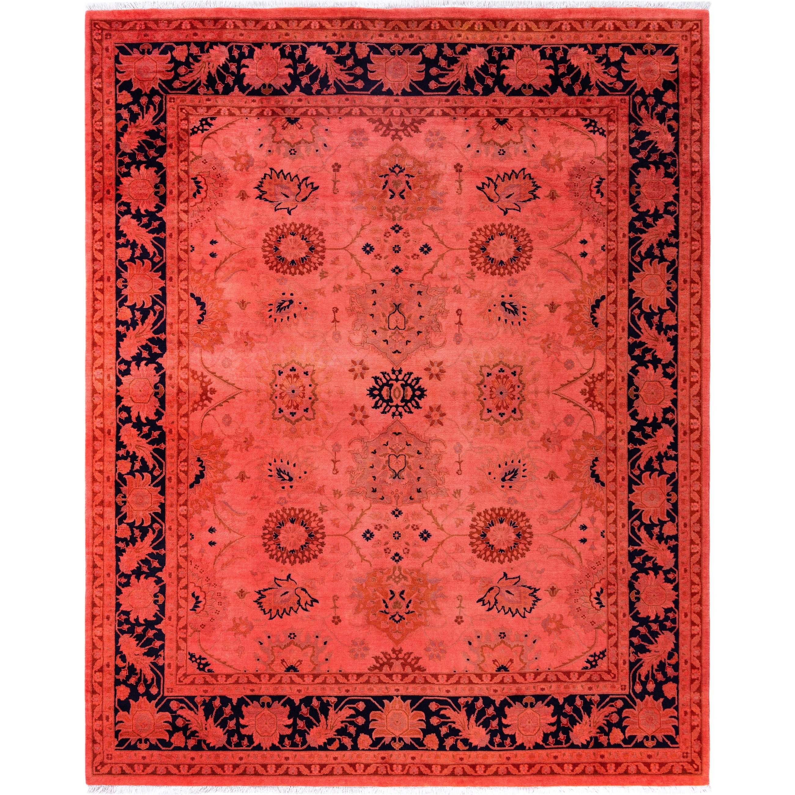 Overdyed Hand Knotted Wool Modern Contemporary Red Area Rug 8 2 X 10 3