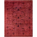 Overdyed Hand Knotted Wool Modern Contemporary Red Area Rug 9 1 X 11 10