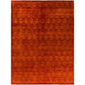 Overdyed Hand Knotted Wool Modern Contemporary Red Area Rug 9 1 X 12 1