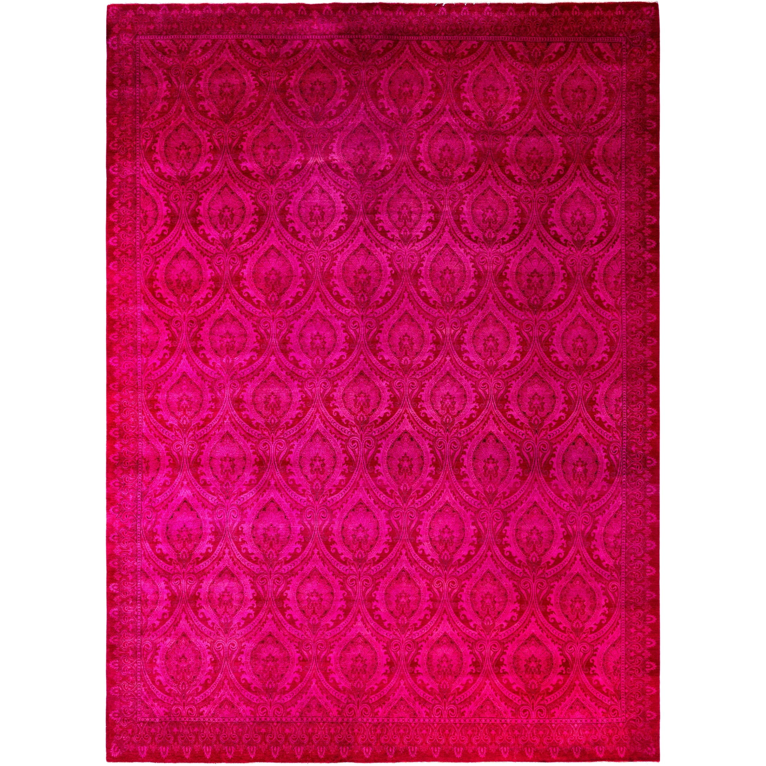 Overdyed Hand Knotted Wool Modern Contemporary Red Area Rug 9 2 X 12 5