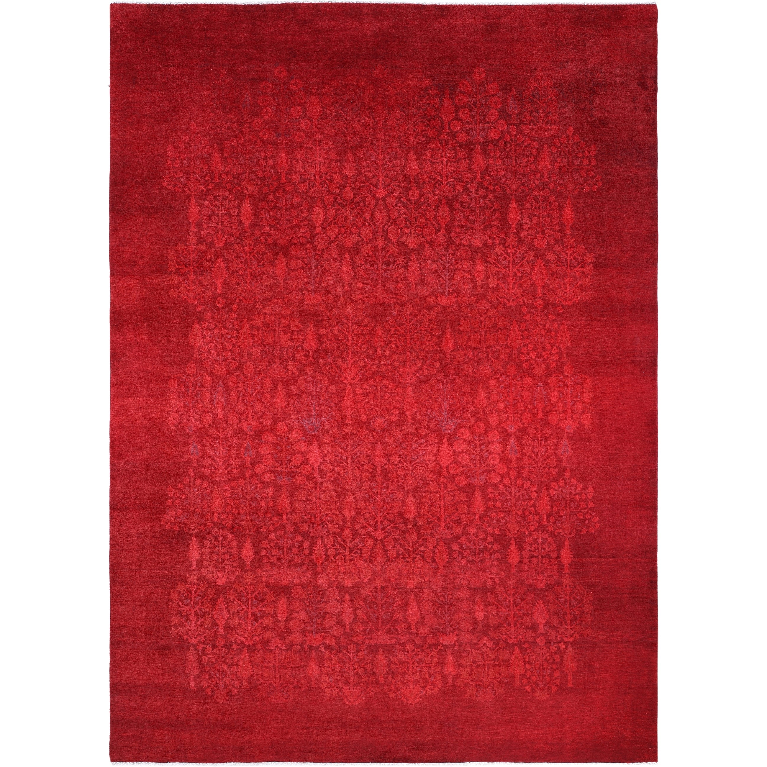 Overdyed Hand Knotted Wool Modern Contemporary Red Area Rug 9 2 X 12 5