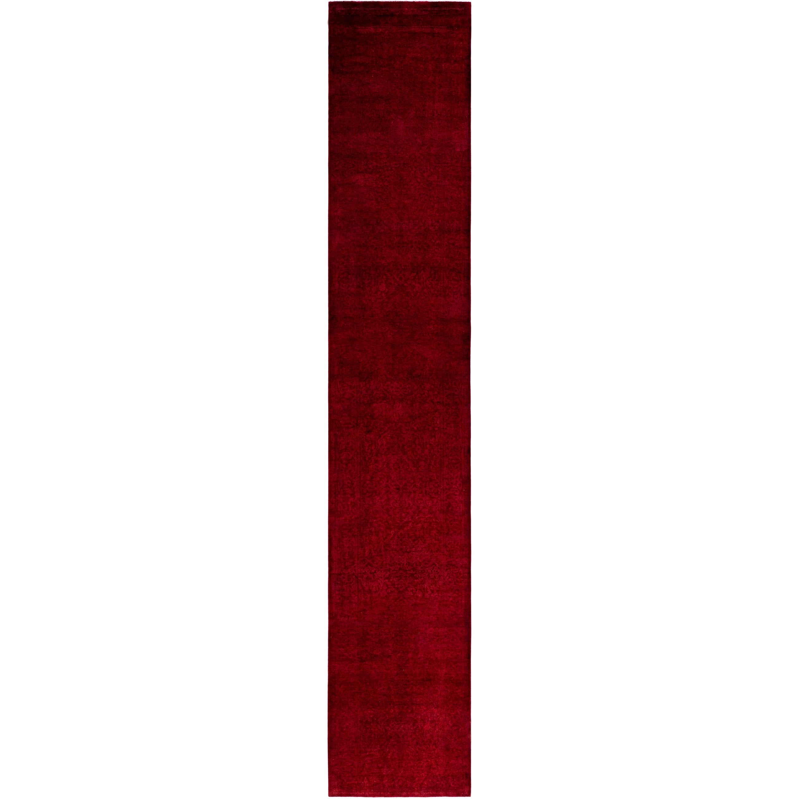 Overdyed Hand Knotted Wool Modern Contemporary Red Runner 2 7 X 15 1