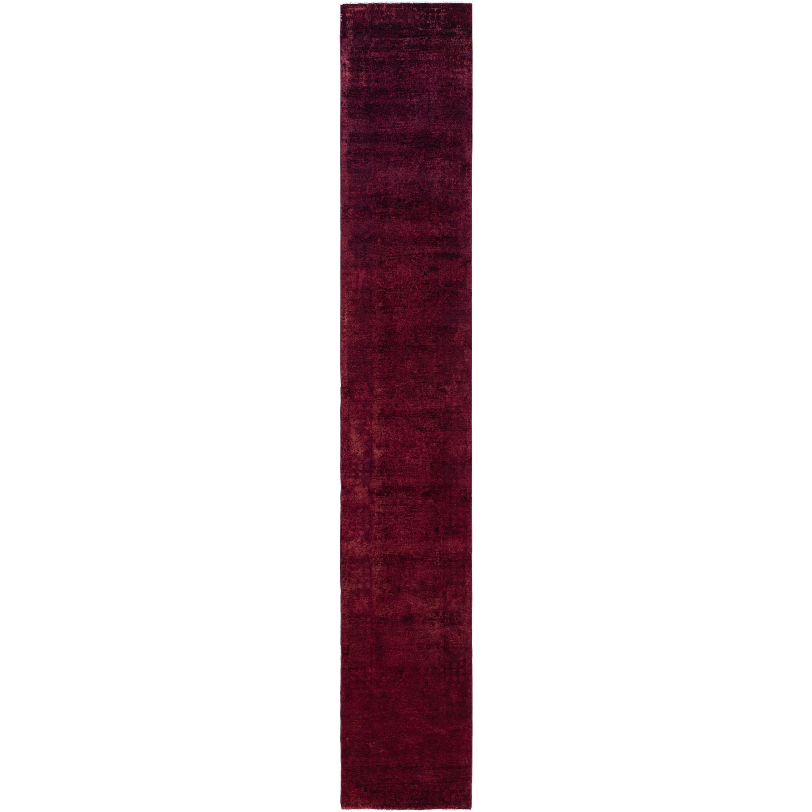 Overdyed Hand Knotted Wool Modern Contemporary Red Runner 2 7 X 17 1
